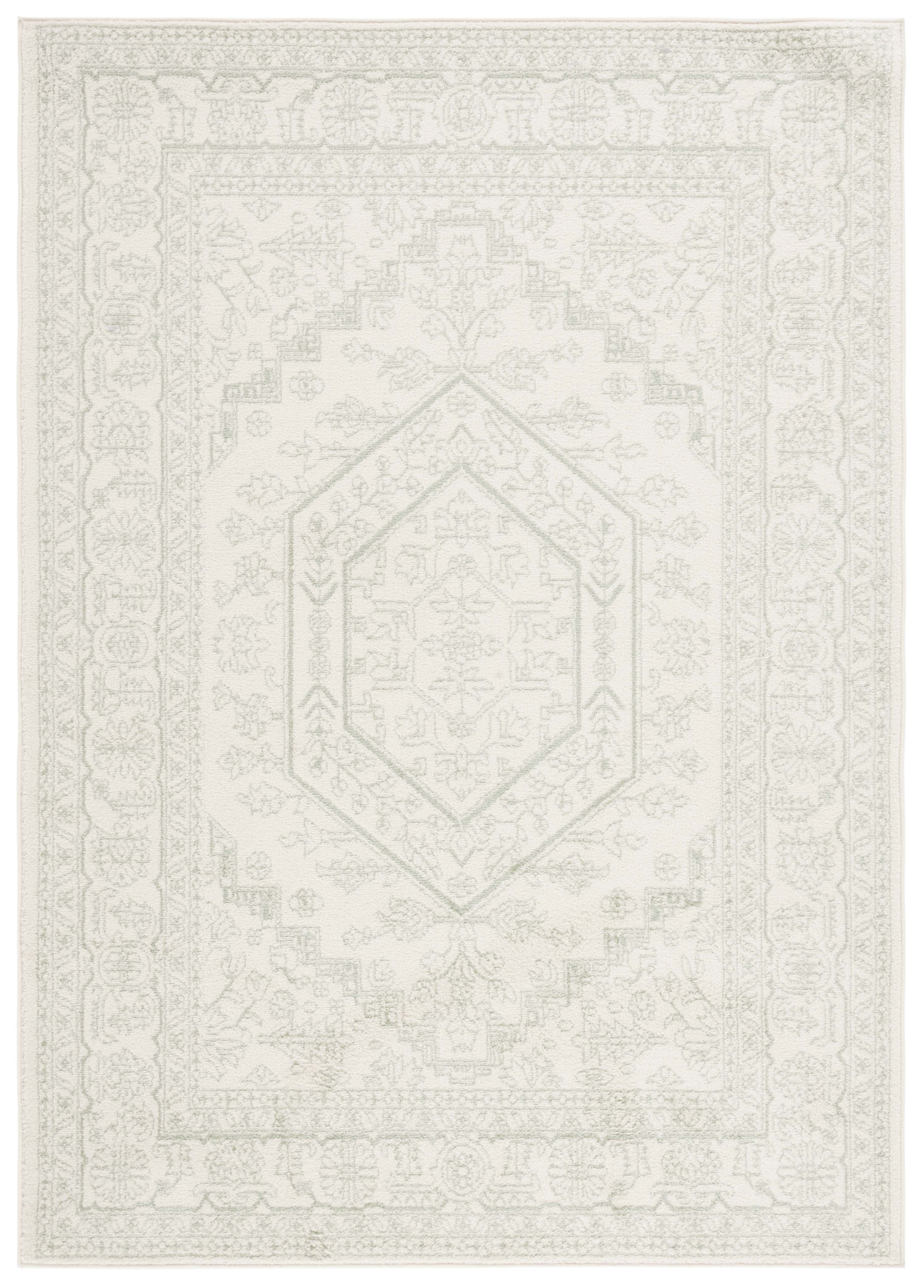 Sage and Ivory Rectangular Synthetic 4' x 6' Area Rug