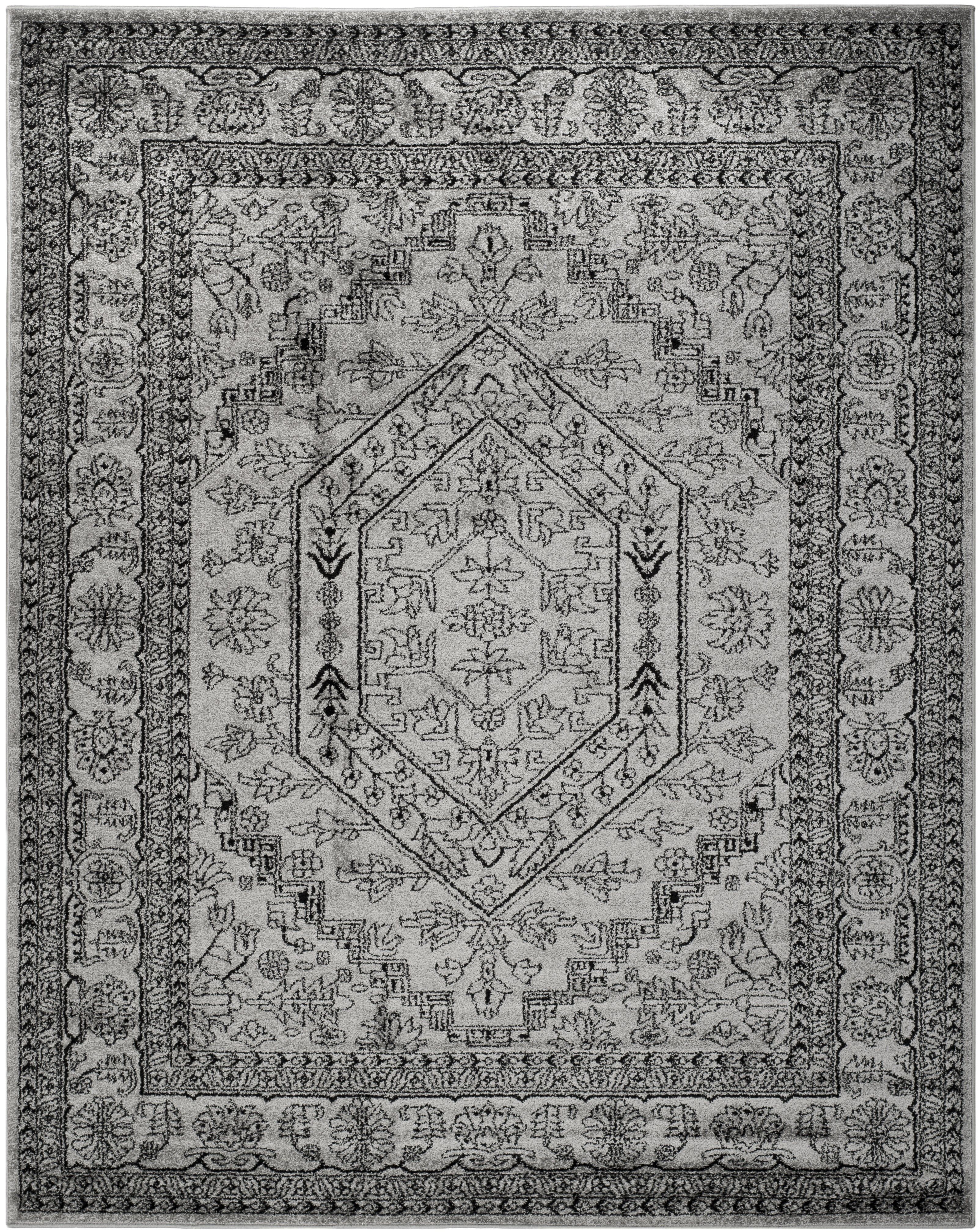 Adirondack Silver and Black 12' x 18' Synthetic Area Rug