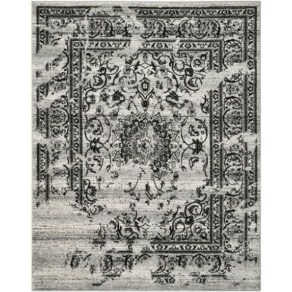 Adirondack Silver and Black 12' x 18' Polypropylene Rectangular Area Rug