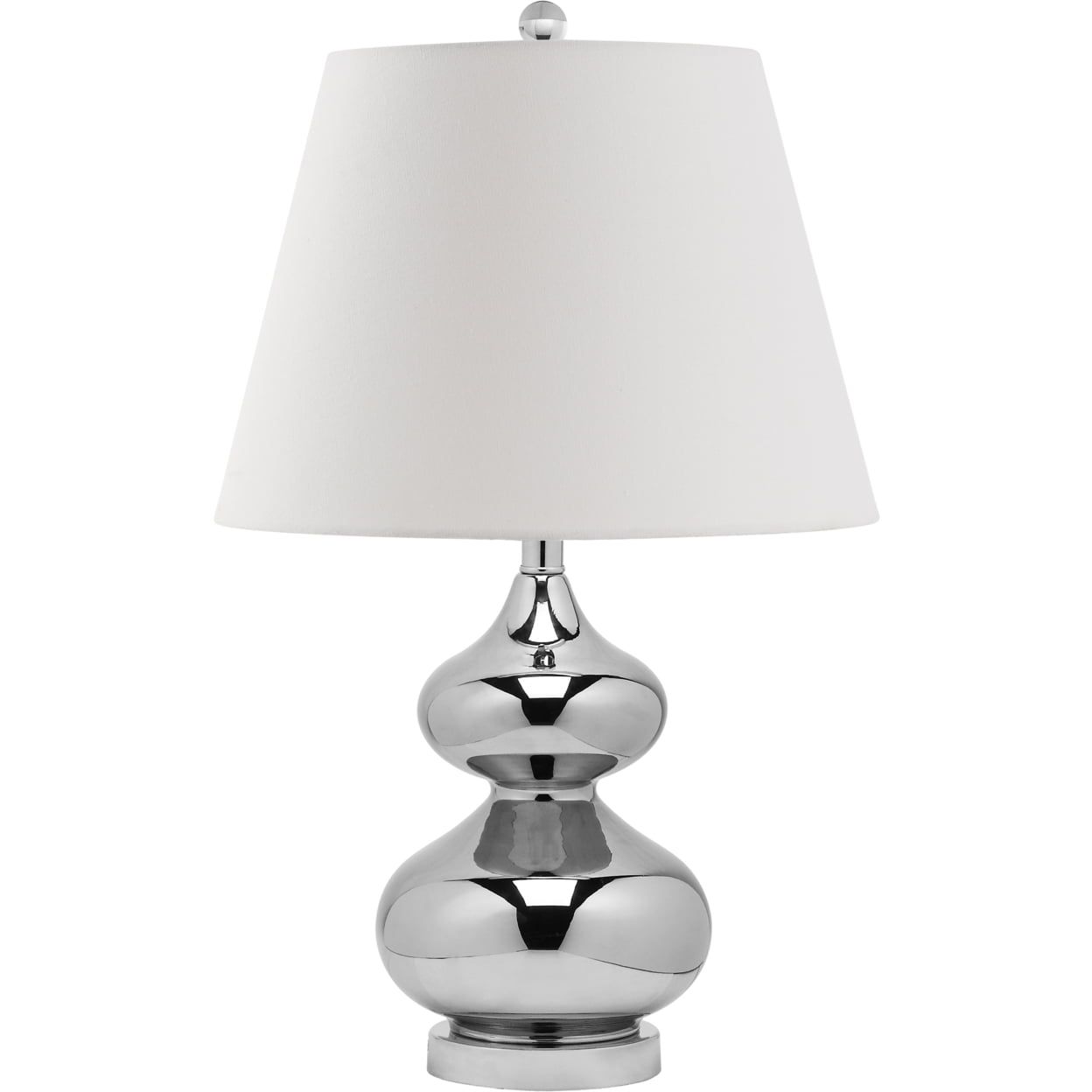 Alexis 19" Metallic Silver Gourd Table Lamp with Off-White Shade