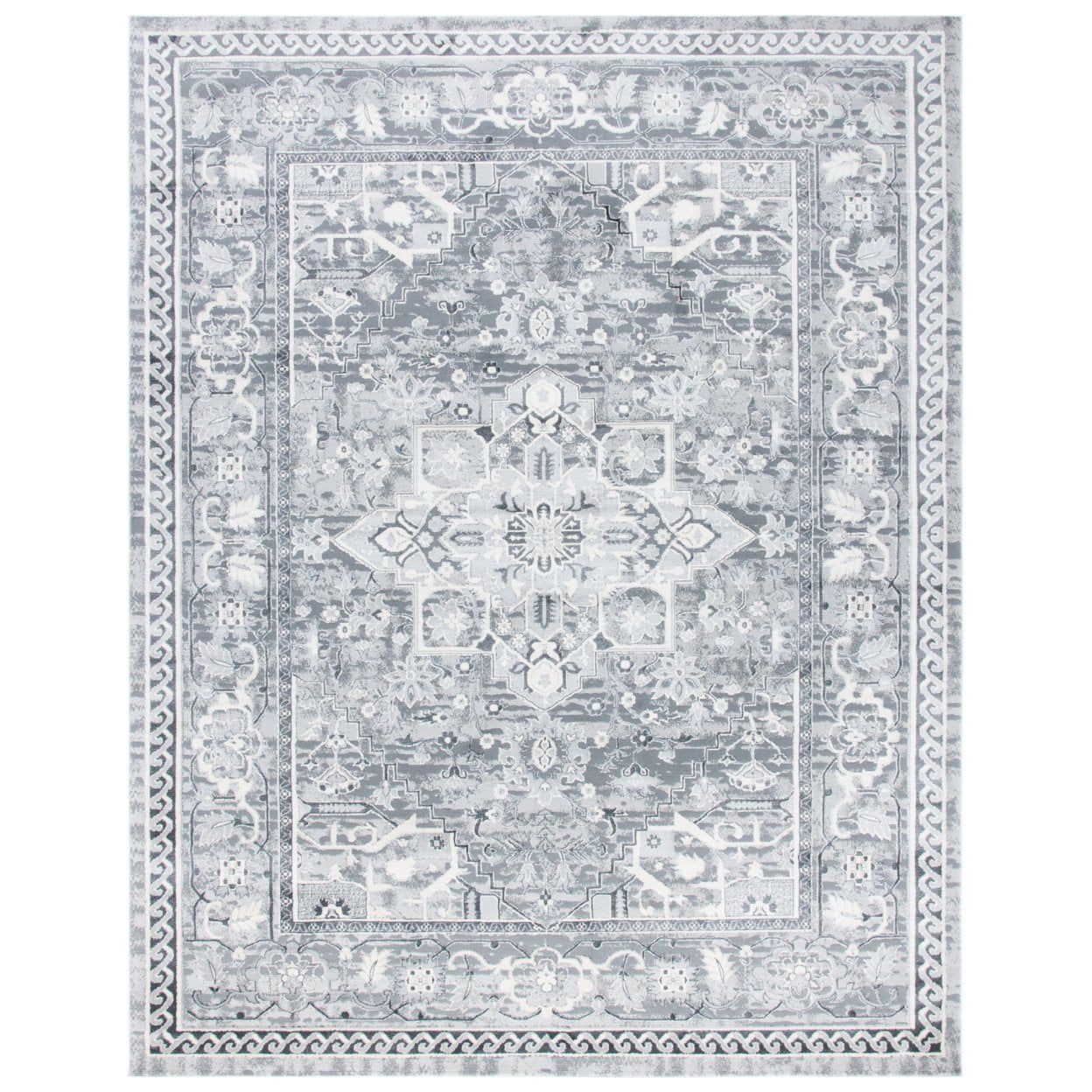 Beige and Grey Luxe Transitional 54" Synthetic Rug