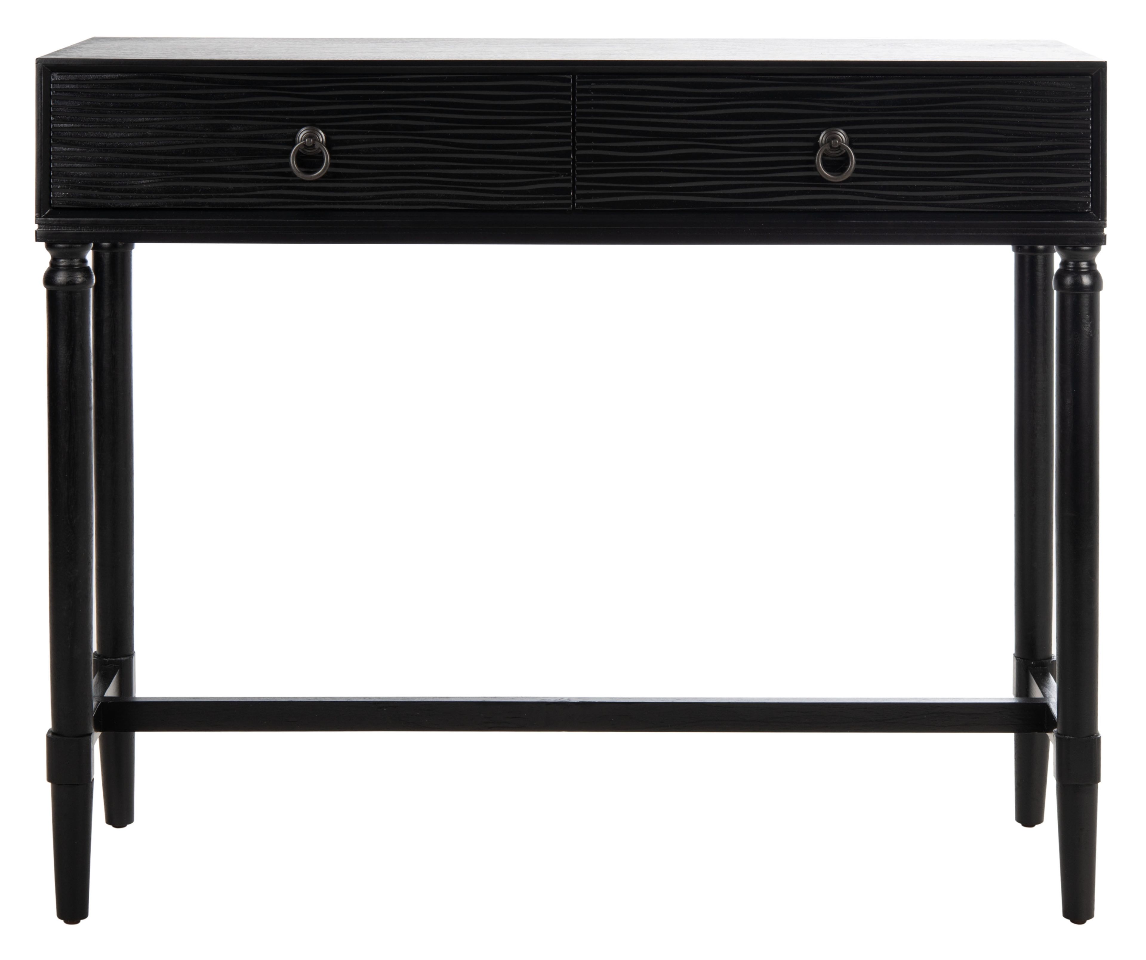 Aliyah Black Wood Console Table with Storage Drawers