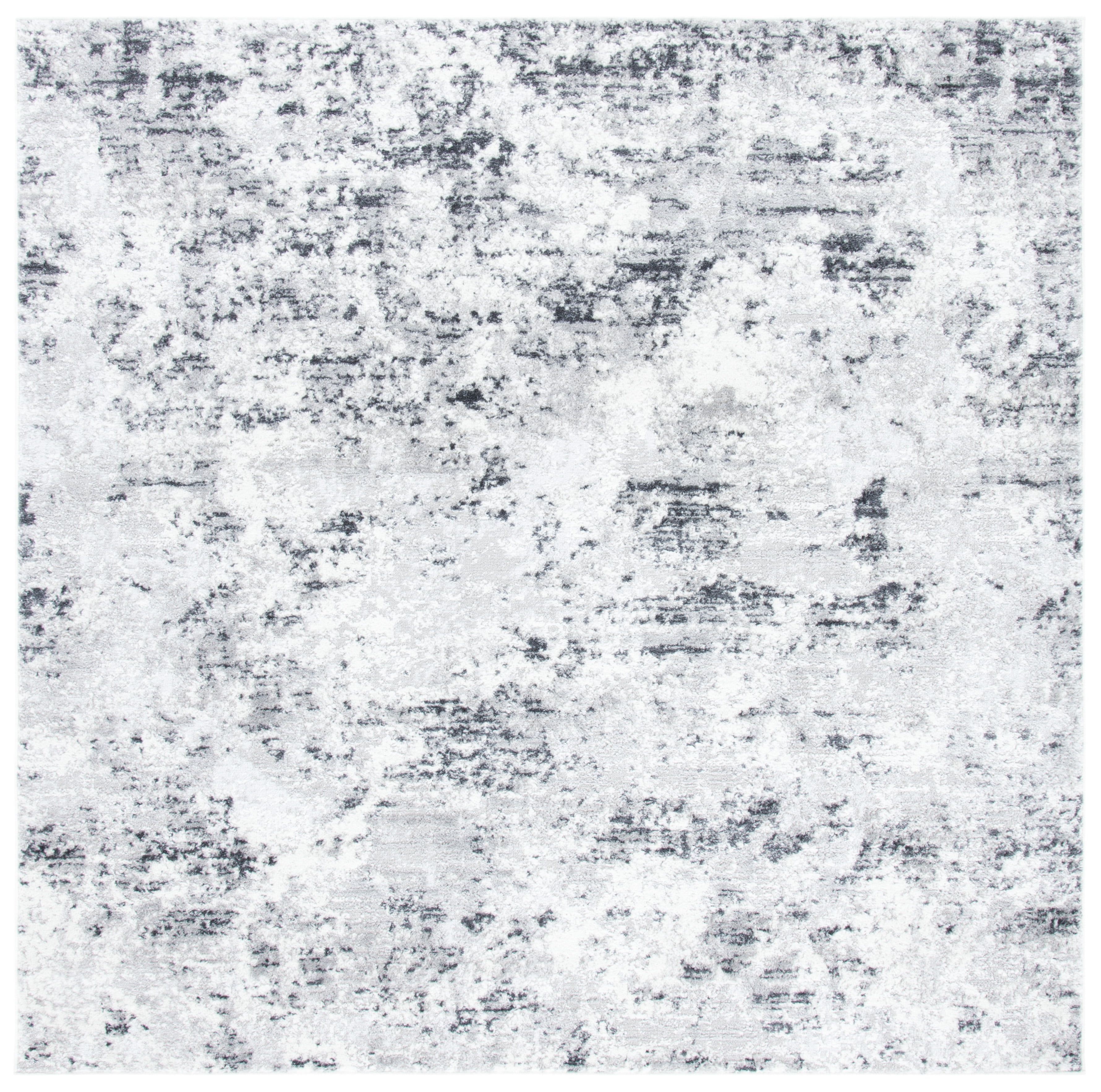 Amelia 5'3" Square Gray Abstract Stain-Resistant Rug