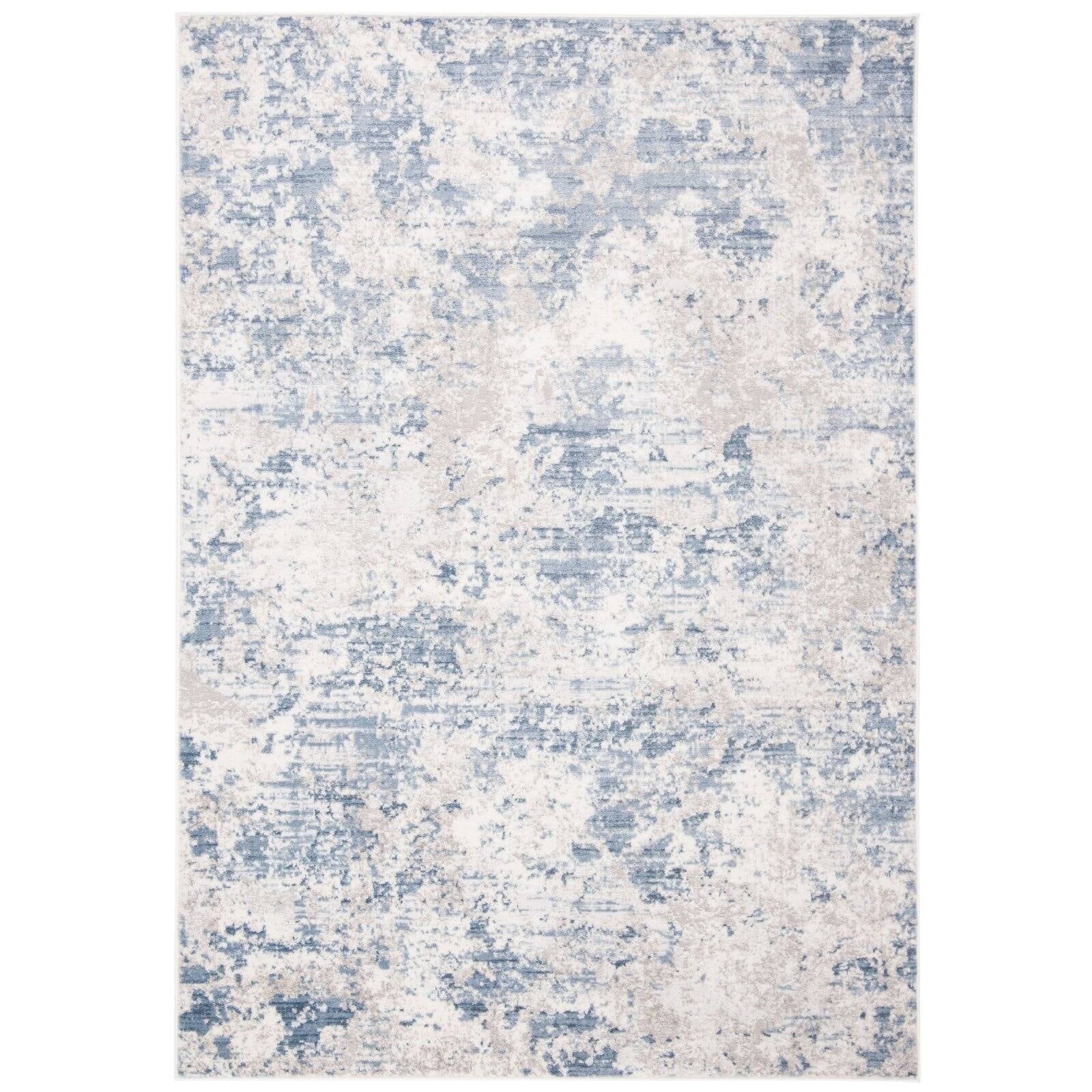 Amelia Grey and Blue 9' x 12' Abstract Synthetic Rug