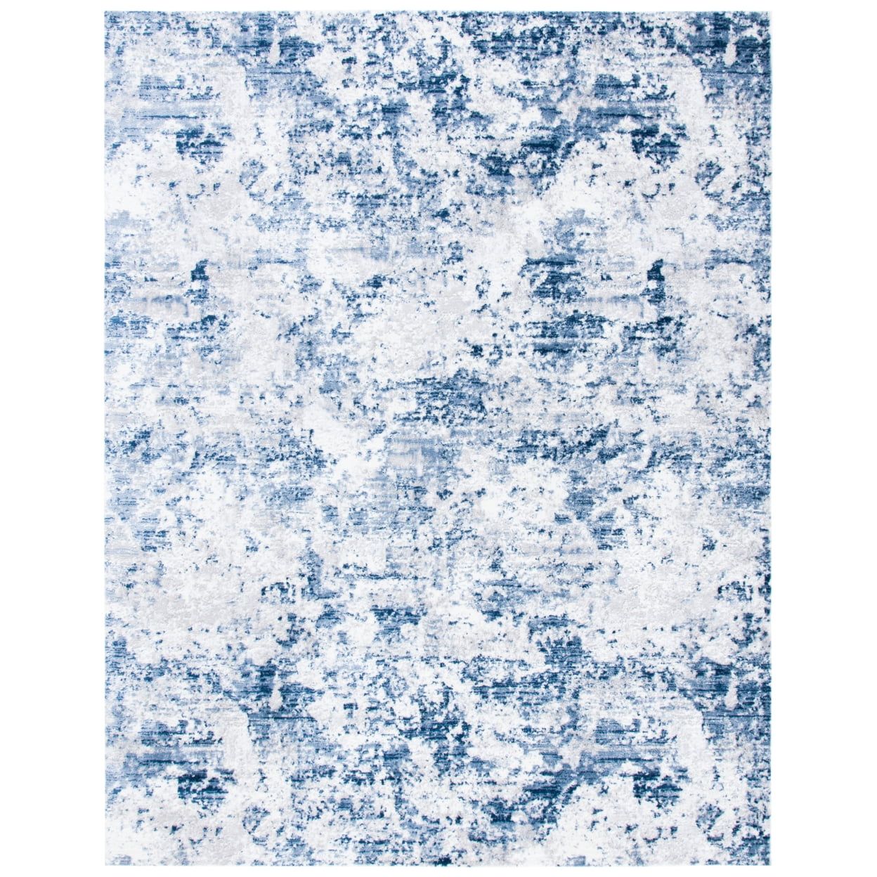 Navy and Grey Abstract 10' x 14' Synthetic Area Rug