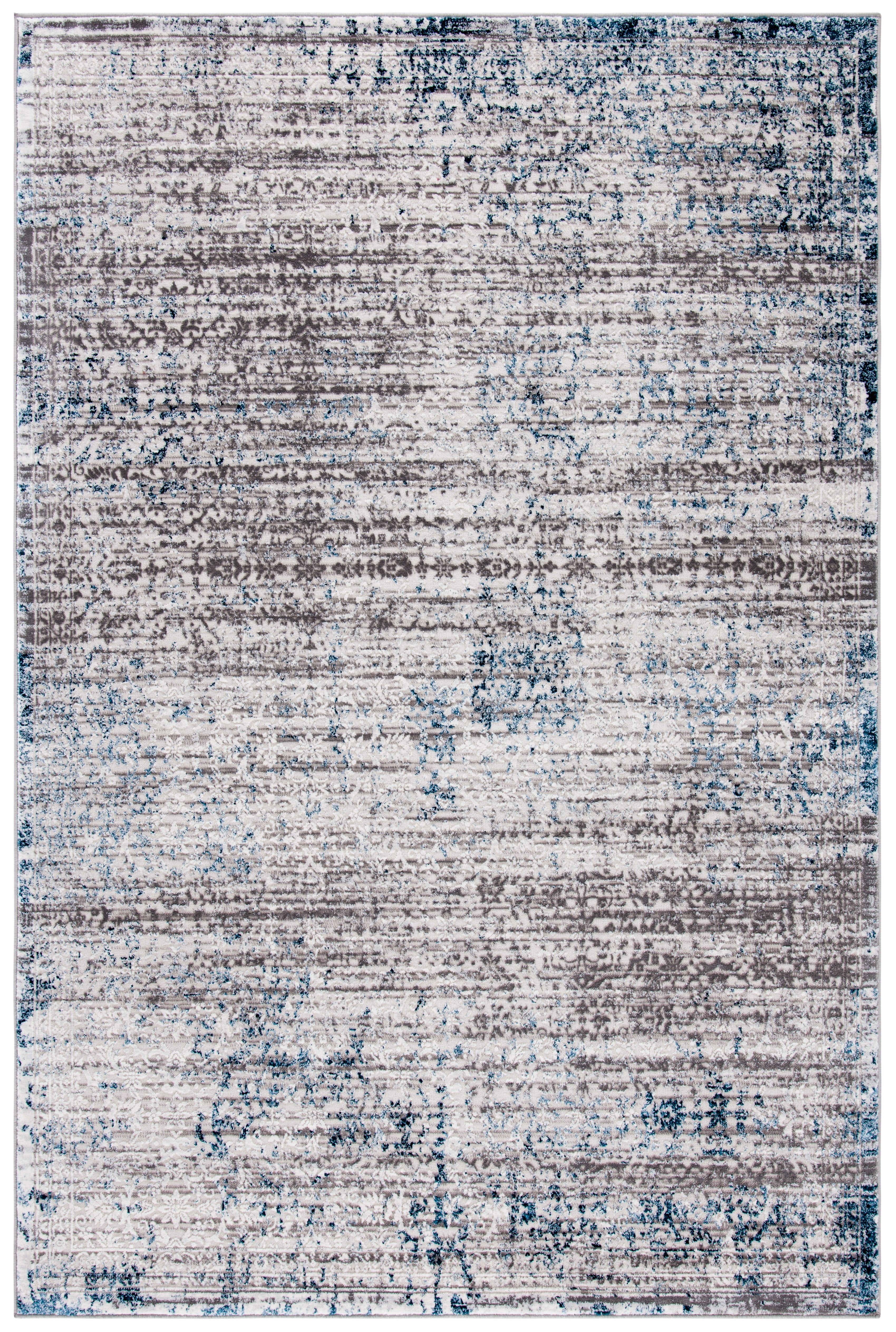 Amelia Grey & Blue Textured Synthetic Washable Rug - 54"x16"