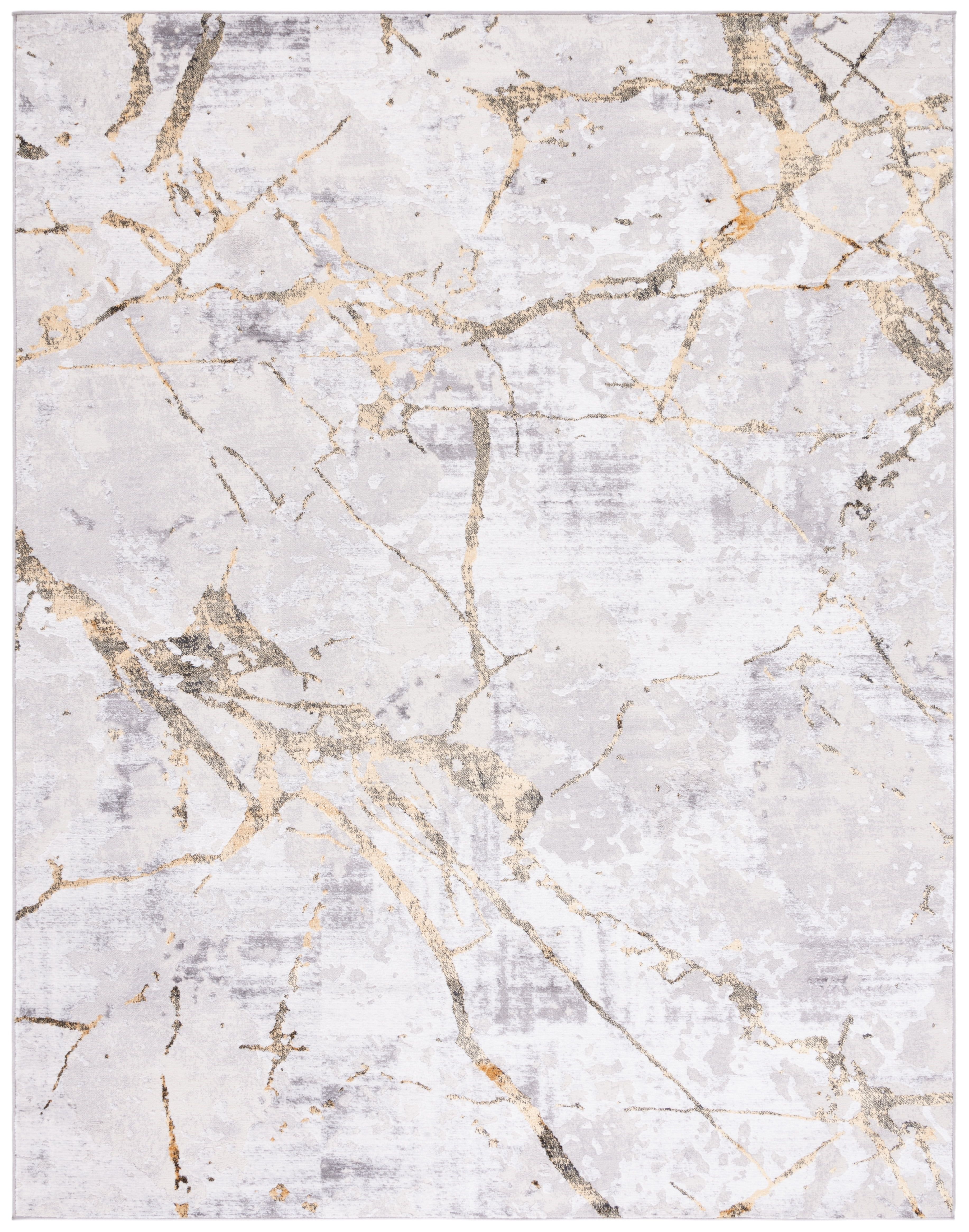 Amelia Grey and Gold Abstract 12' x 15' Area Rug