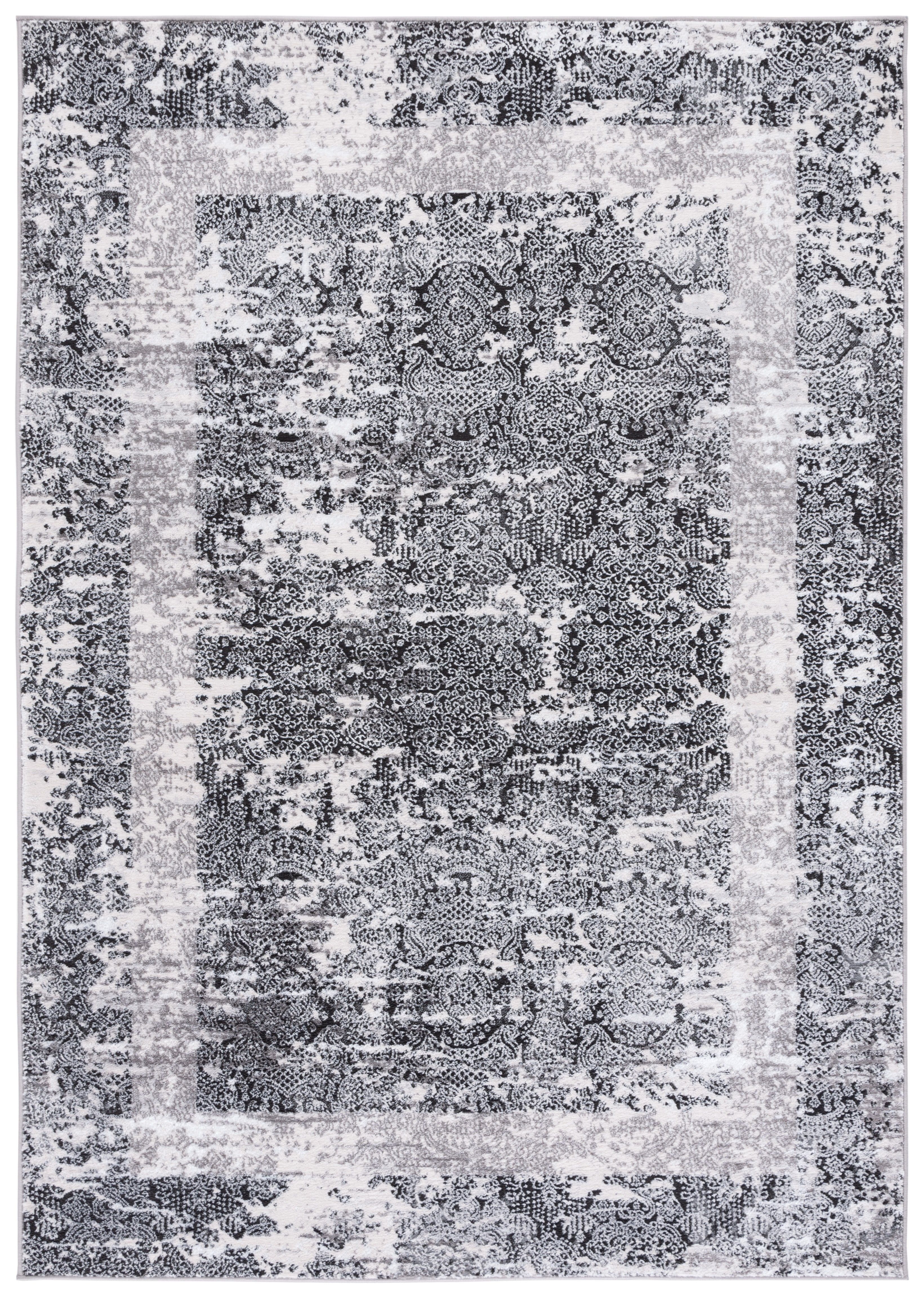 Hand-knotted Grey and Charcoal Synthetic Rectangle Area Rug