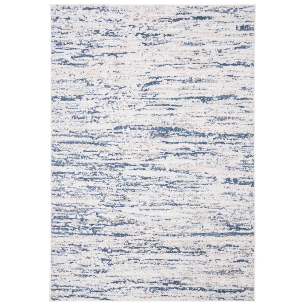 Amelia Ivory and Blue Abstract Synthetic 10' x 14' Area Rug