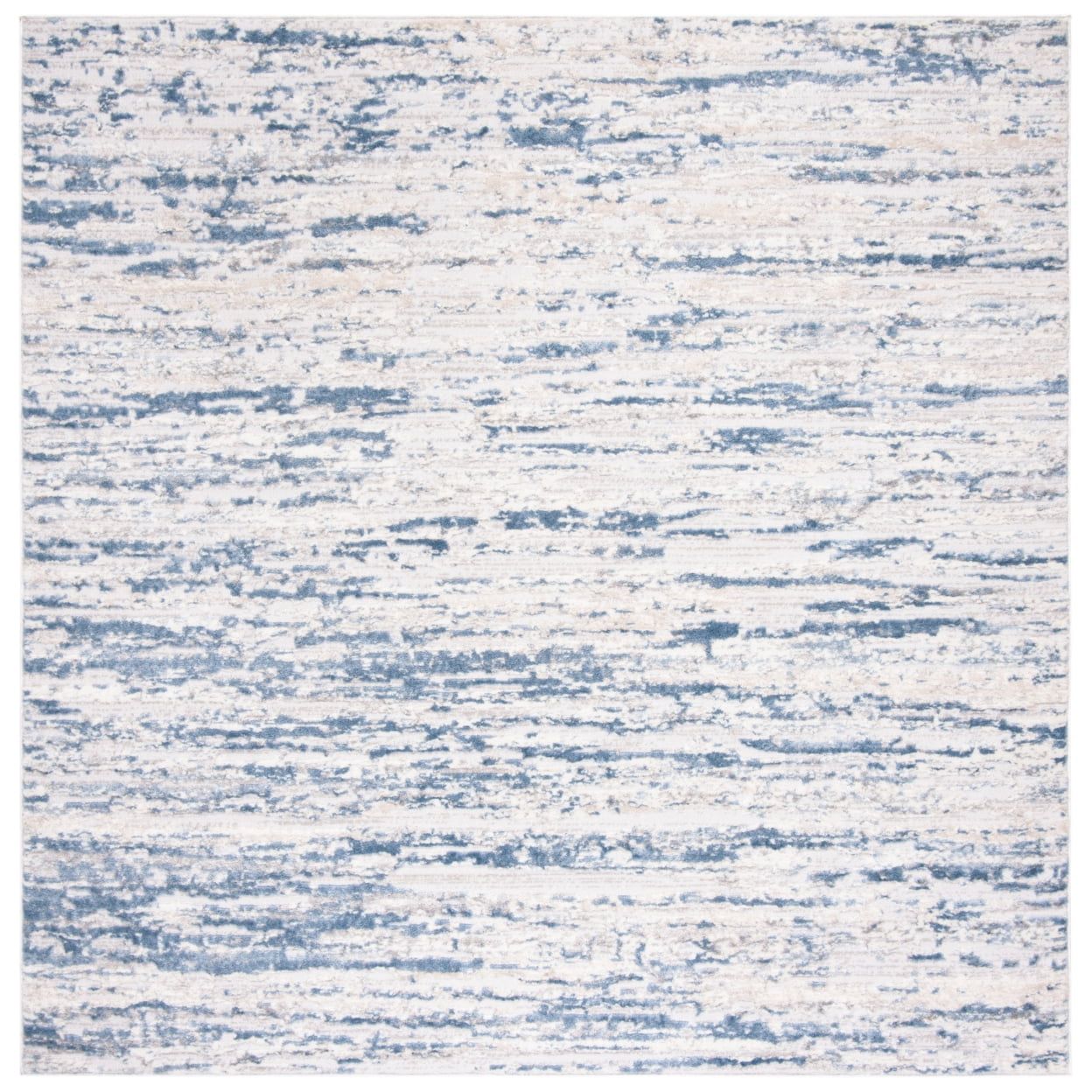 Modern Abstract Ivory/Blue Synthetic 5' x 5' Square Area Rug