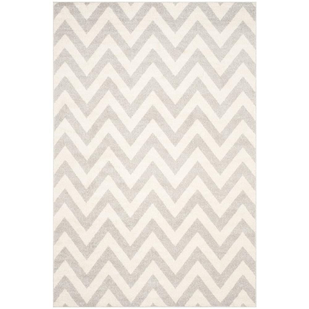 Light Grey and Beige Geometric Indoor-Outdoor Area Rug