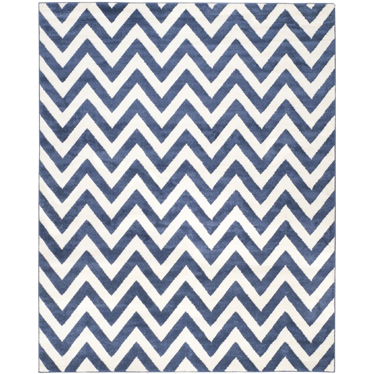 Navy and Beige Chevron Pattern Synthetic Area Rug, 2'6" x 4'