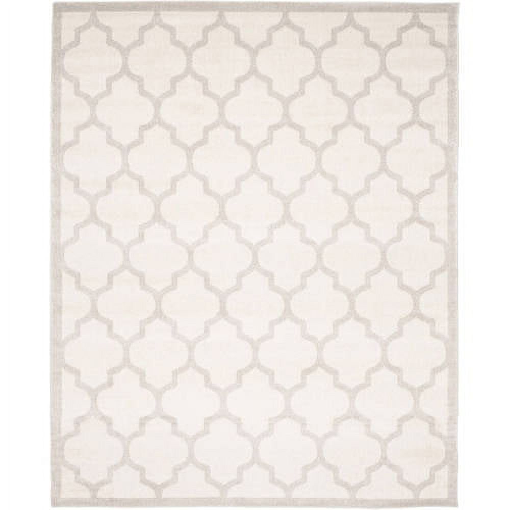 Reversible Geometric Beige & Light Grey Synthetic Rug, 9' x 12'