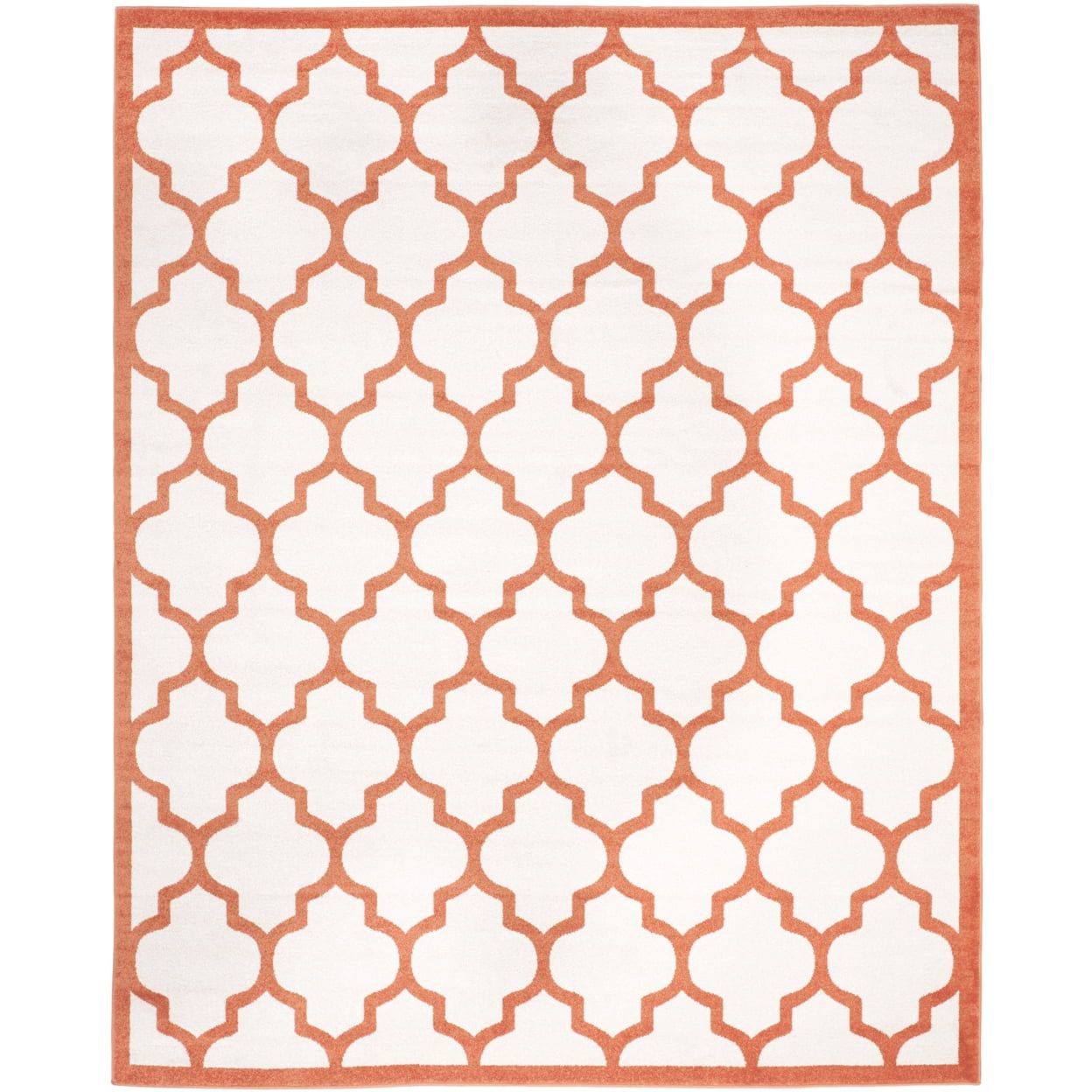 Beige and Orange Geometric Pattern 8' x 10' Area Rug