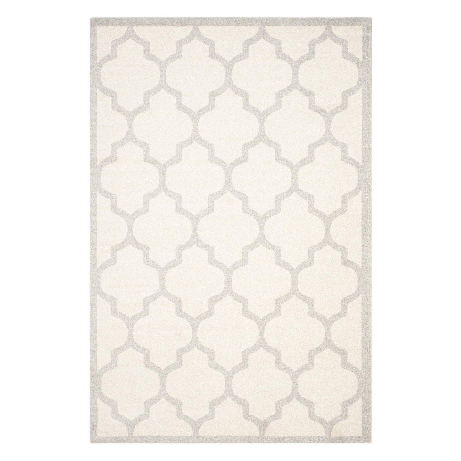 Reversible Beige and Light Grey Geometric Synthetic Runner Rug, 27x15 in