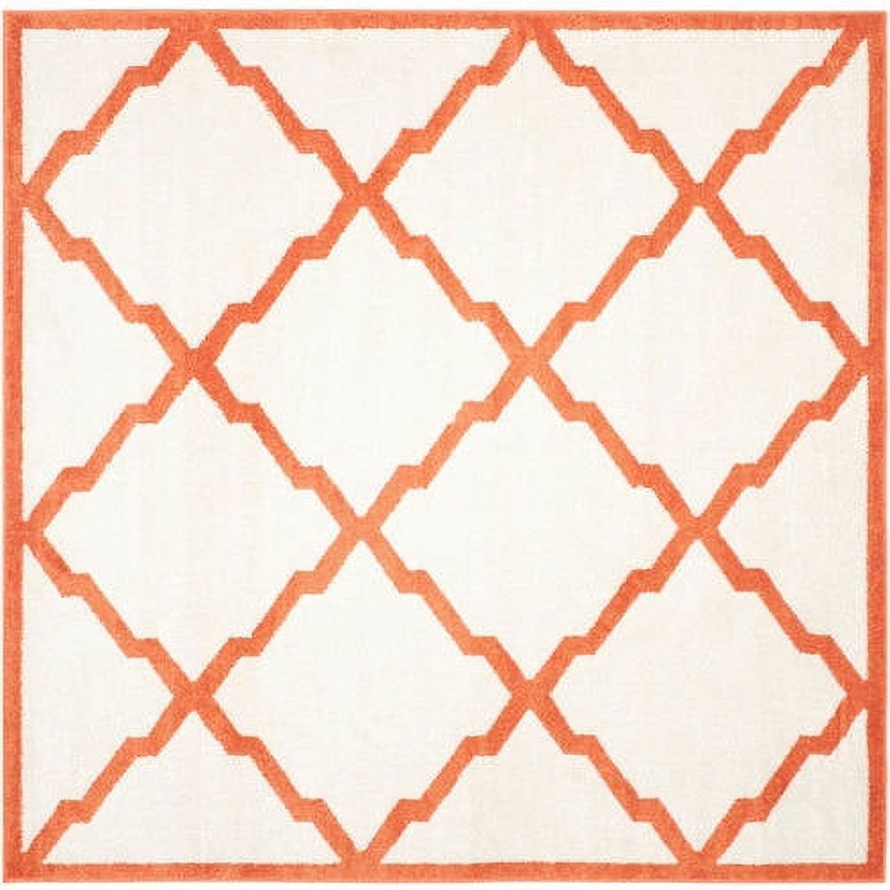 Beige and Orange Geometric 9' x 12' Synthetic Area Rug