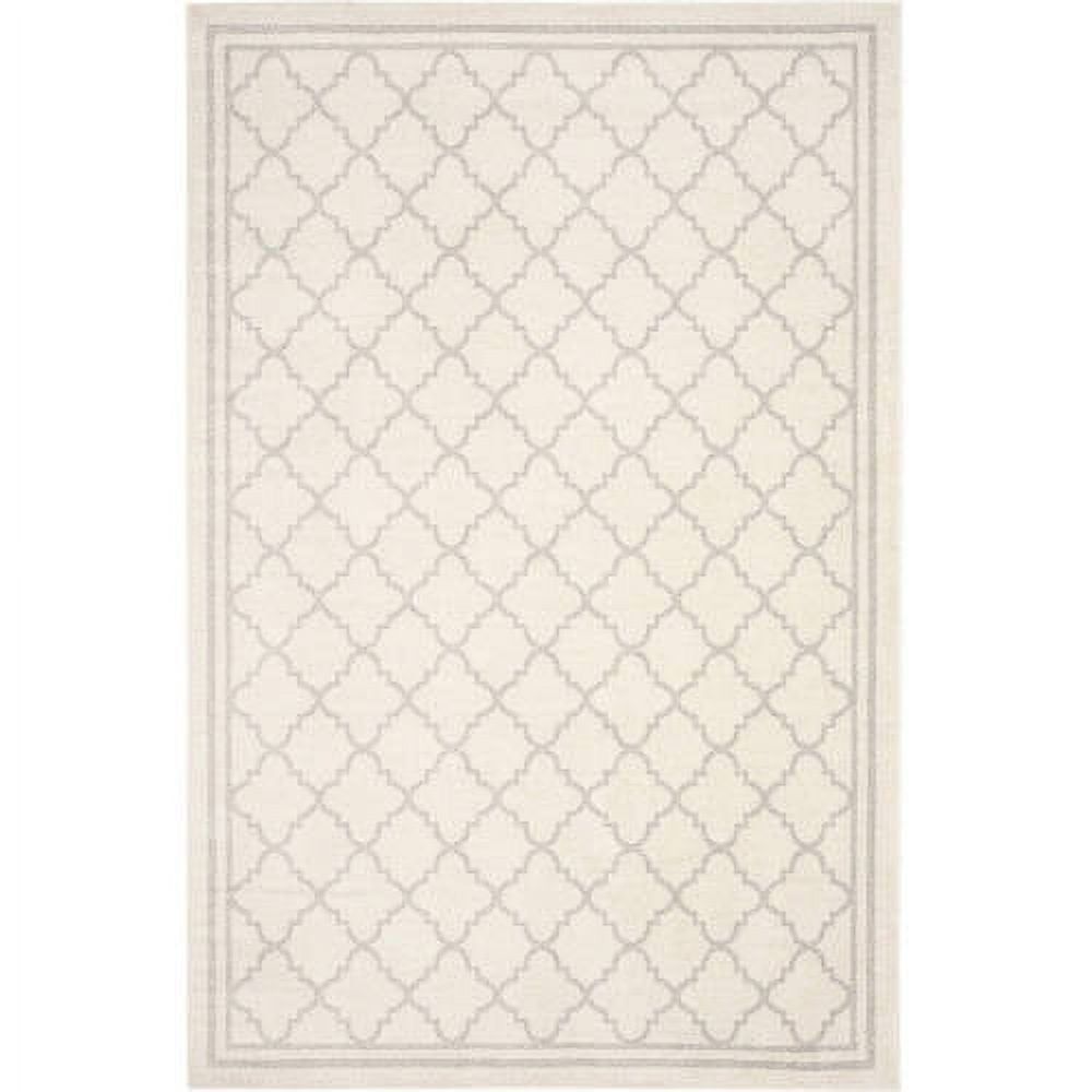 Beige and Light Grey Geometric Synthetic Area Rug