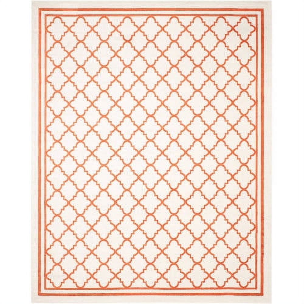 Easy-Care Reversible Beige & Orange Synthetic 7' Square Area Rug