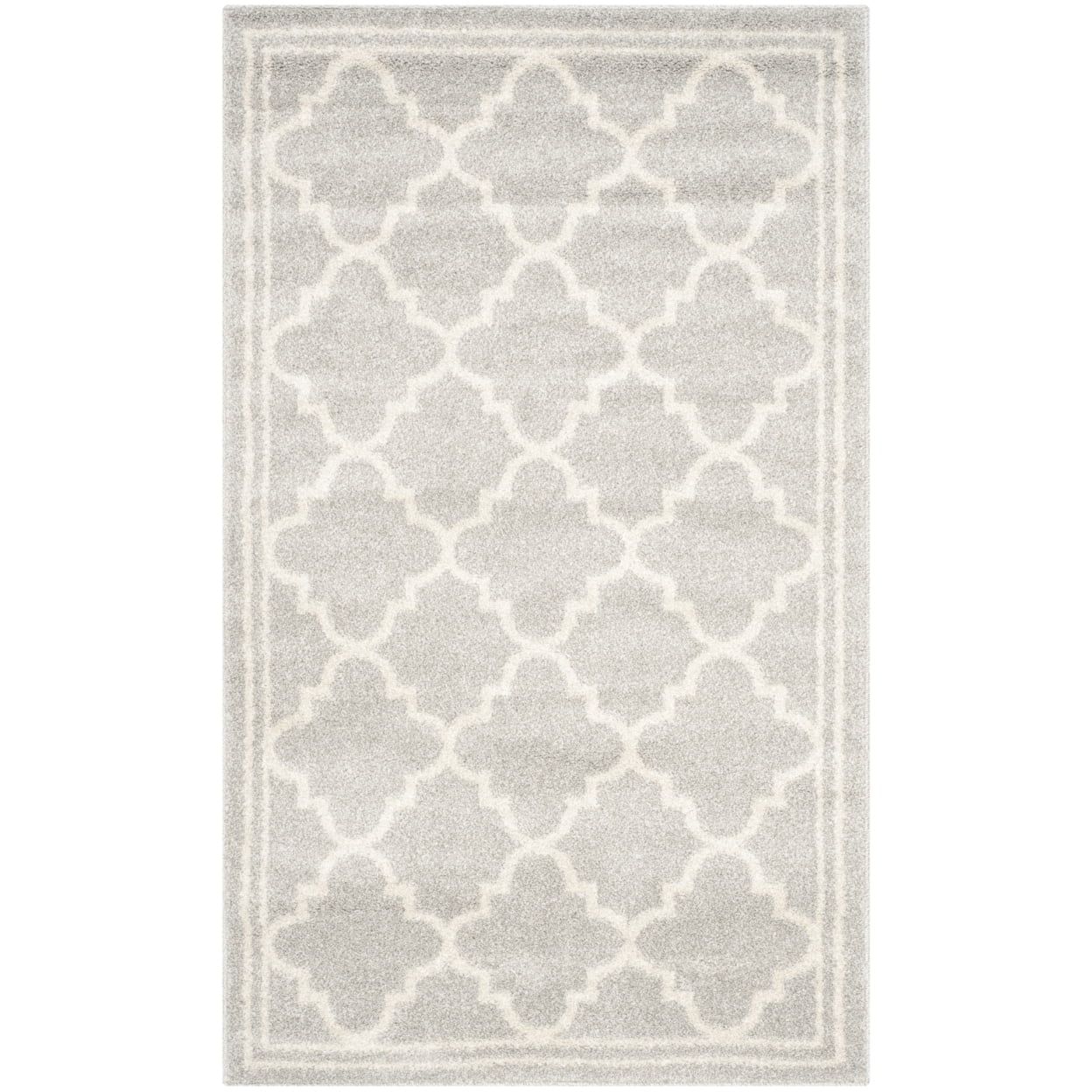 Reversible Geometric Beige & Light Grey Synthetic Area Rug, 3' x 5'