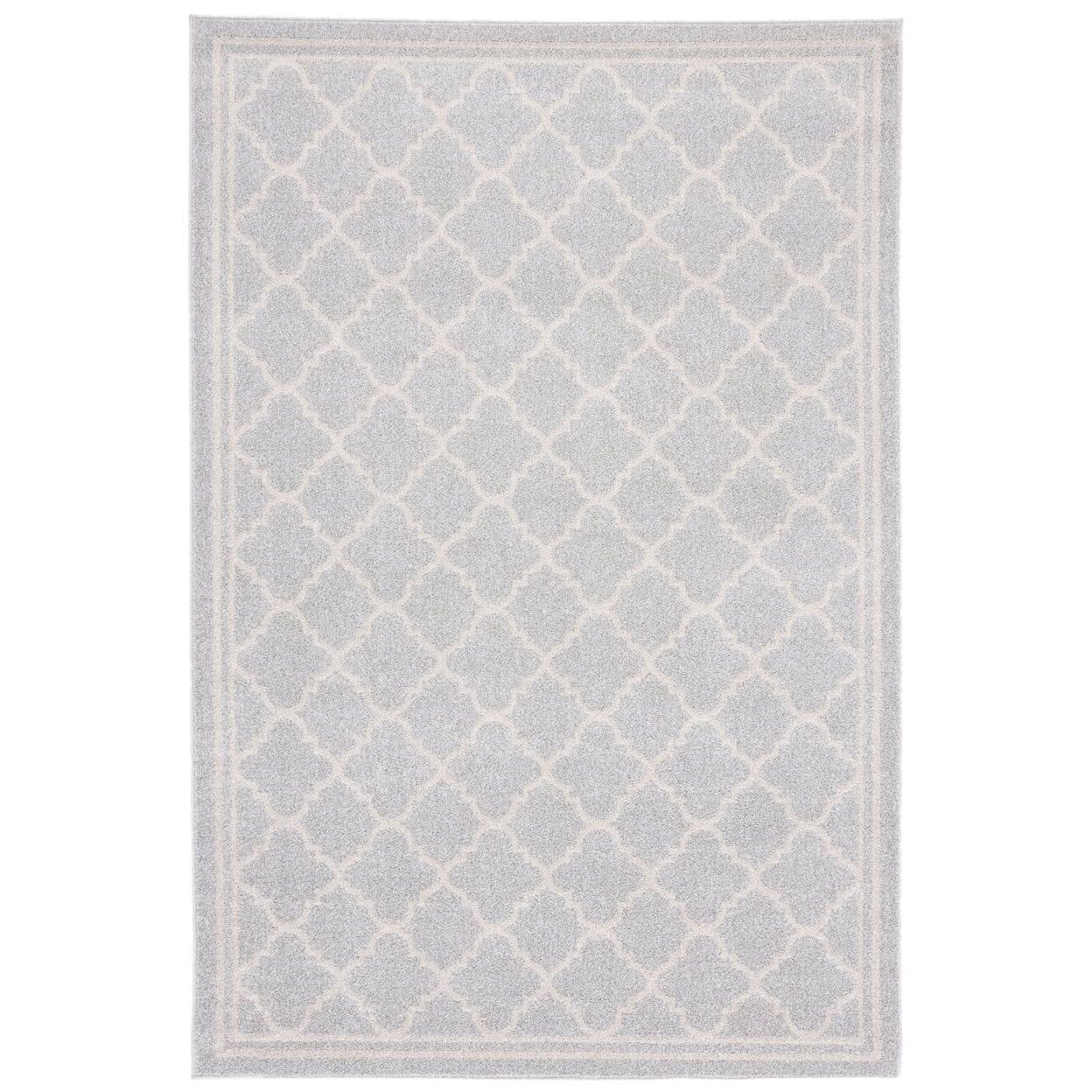 Geometric Beige & Light Grey Easy-Care Rectangular Rug, 5' x 8'