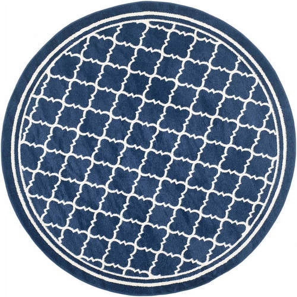 Navy and Beige Geometric Synthetic 10' x 14' Area Rug