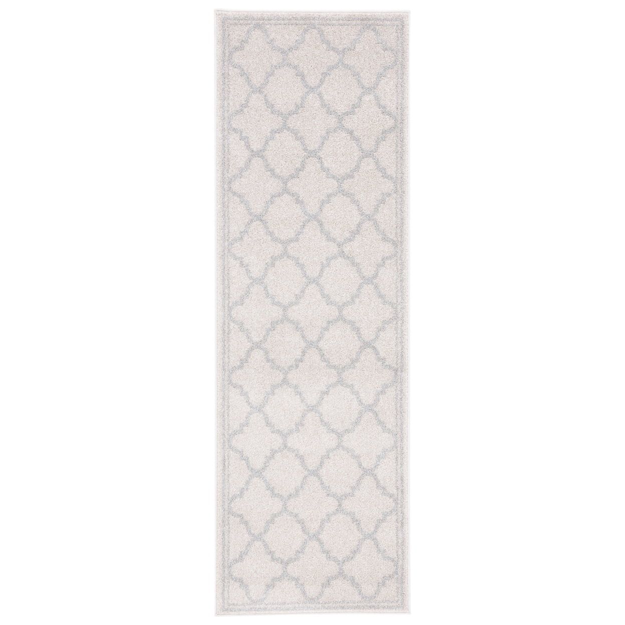 Geometric Beige and Light Grey Synthetic Easy-Care Runner Rug, 2'3" x 11'