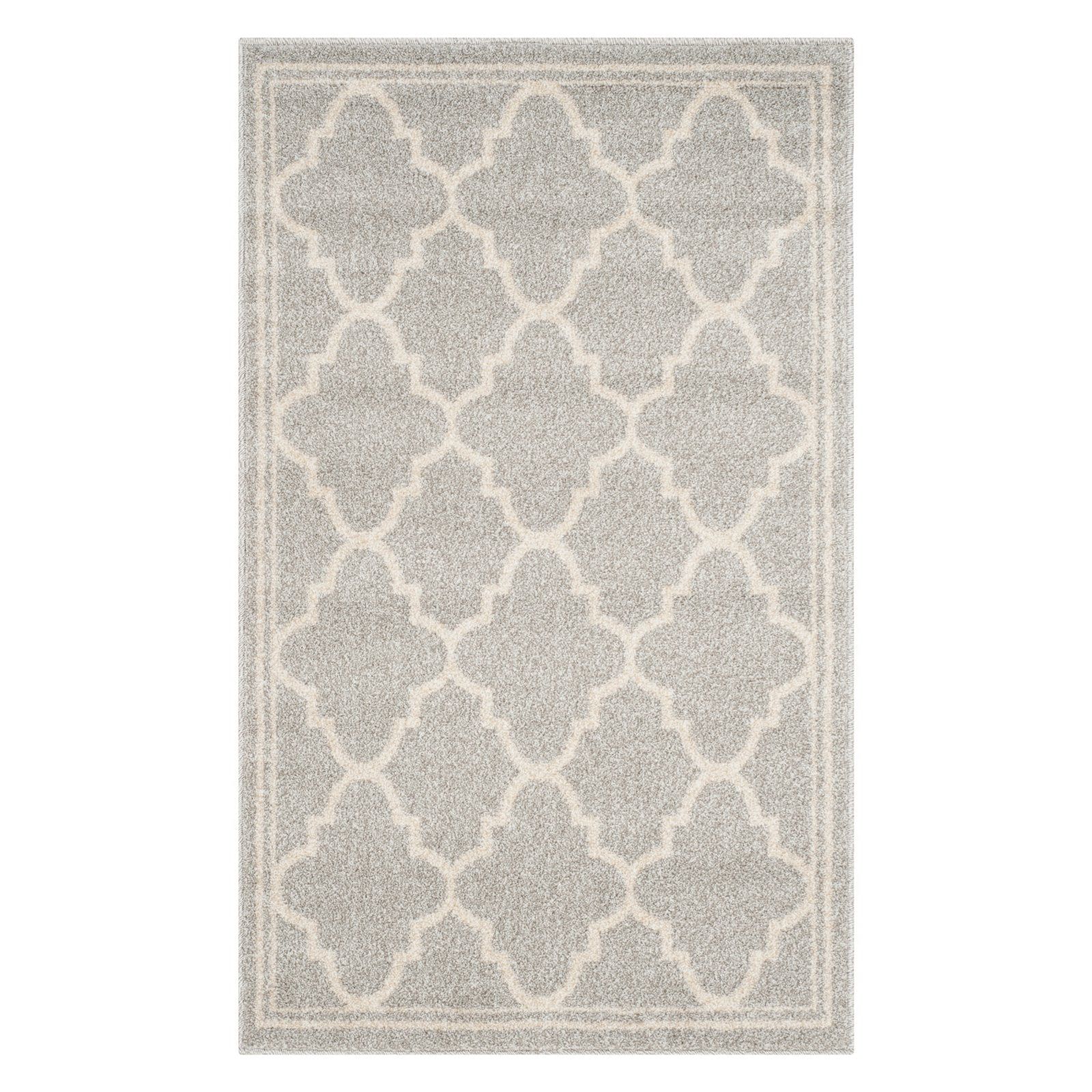 Elegant Gray Geometric 27'' Synthetic Easy-Care Runner Rug