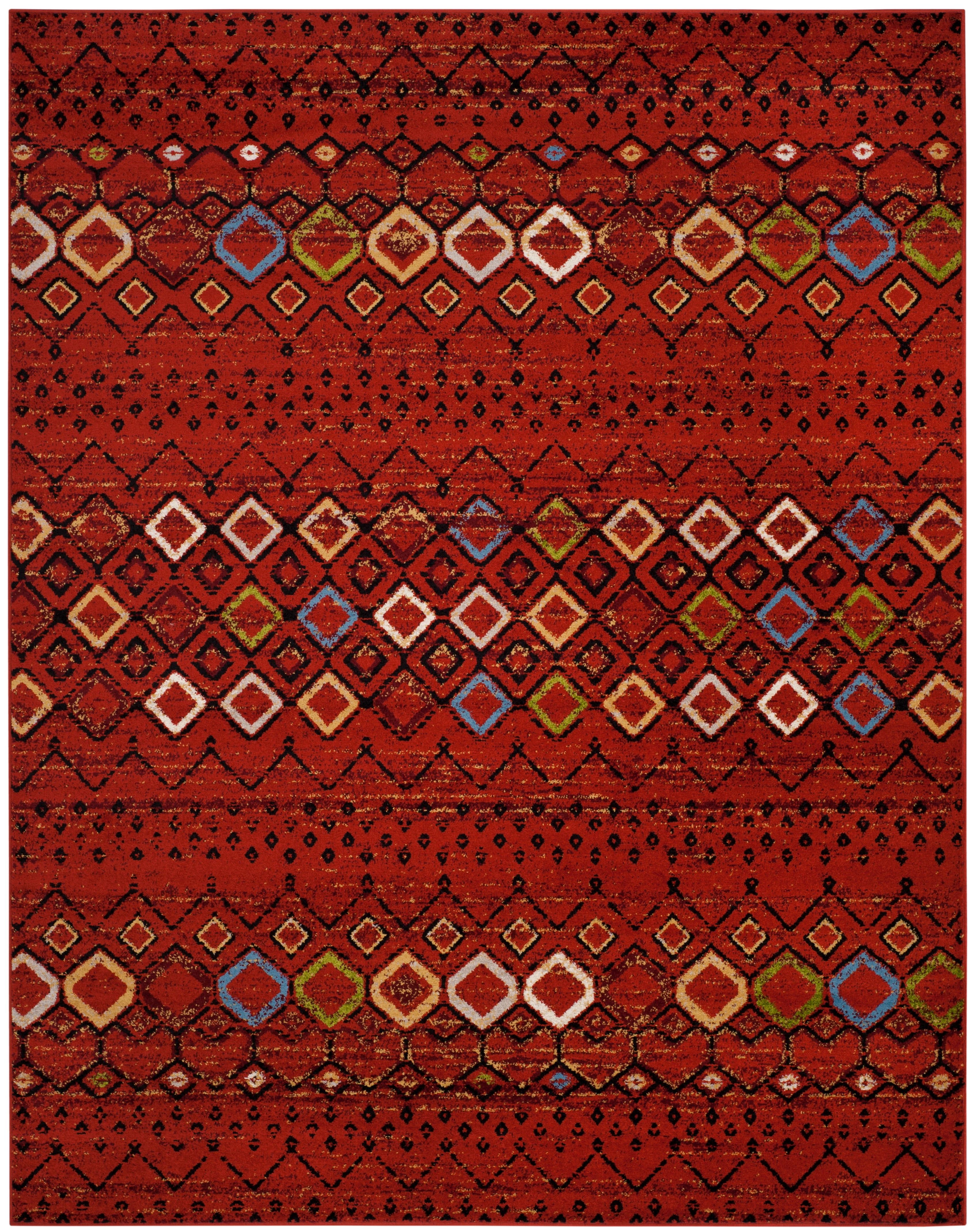 Terracotta & Multi Synthetic Square Area Rug, Non-Slip 11' x 15'