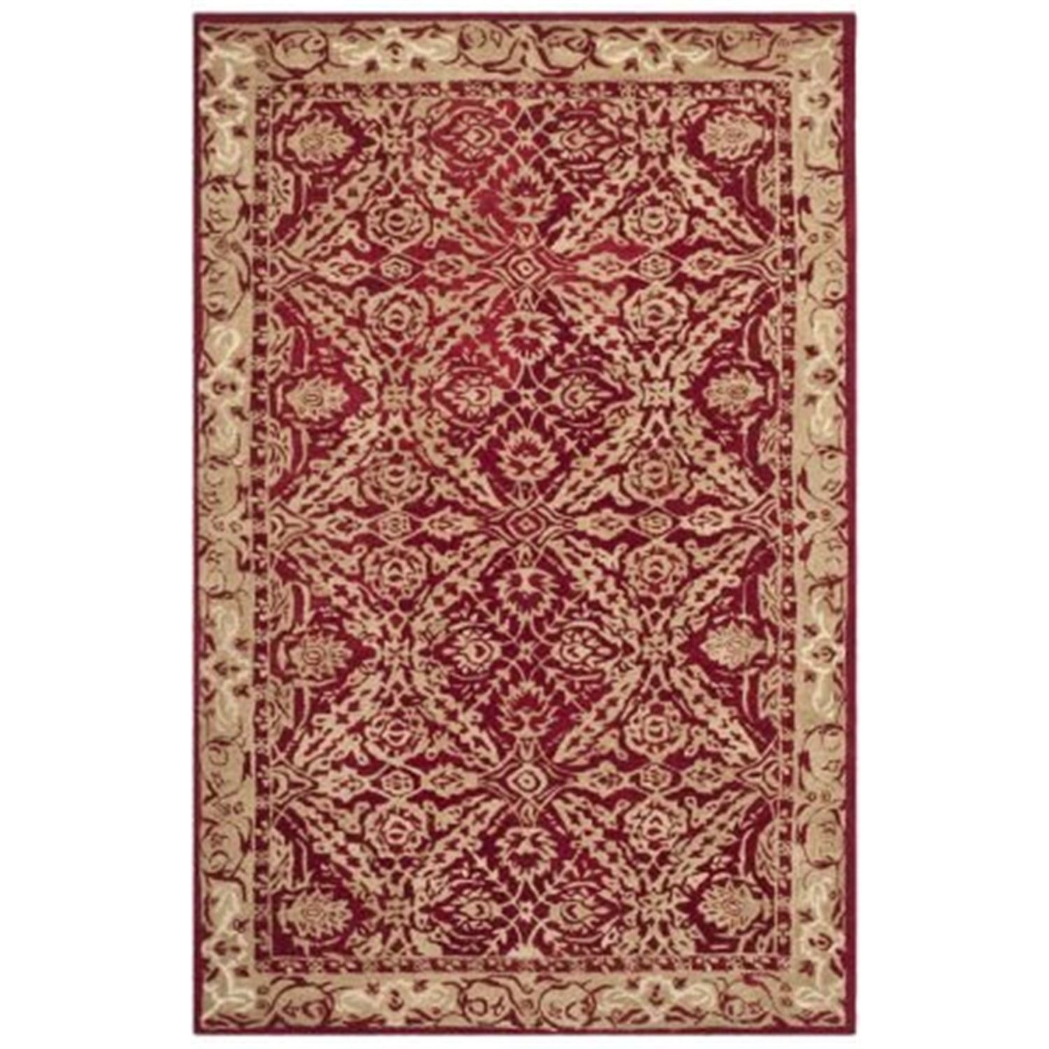 Hand-Tufted Red and Ivory Wool 3' x 5' Rectangular Rug