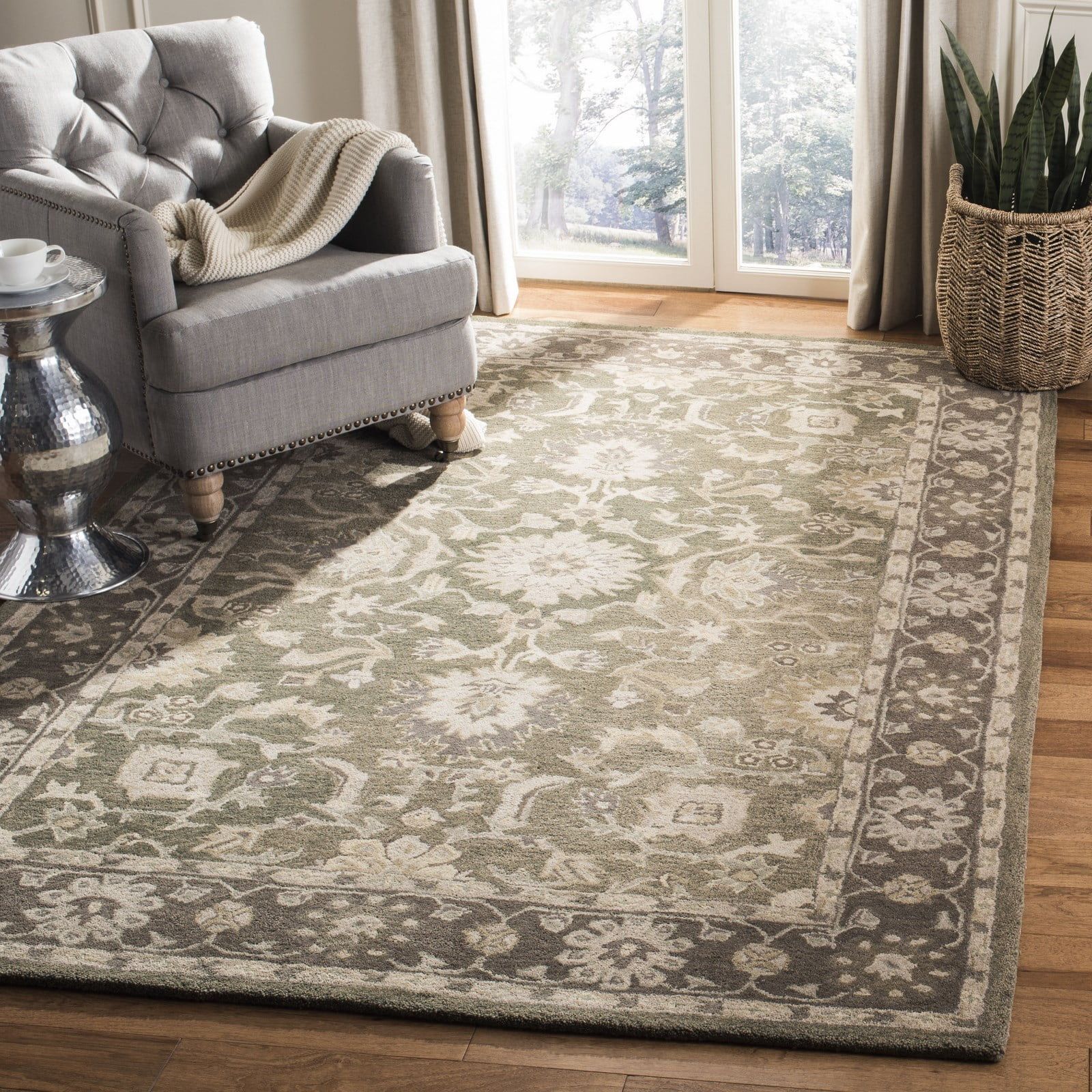 Handmade Tufted Woolen Elegance Area Rug, Gray, 6' x 9'