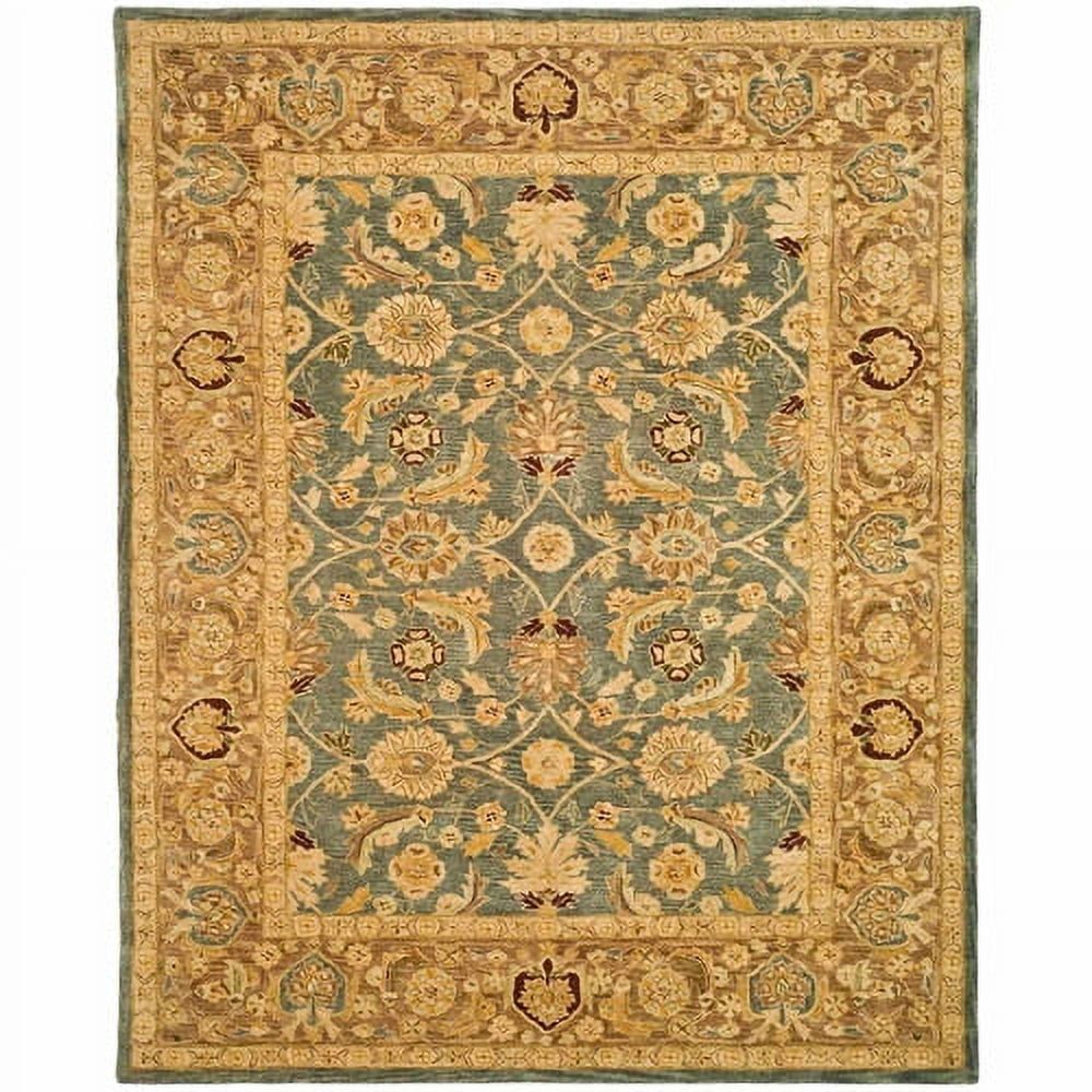 Hand-Tufted Anatolia Inspired Blue/Brown Wool Area Rug, 9' x 12'