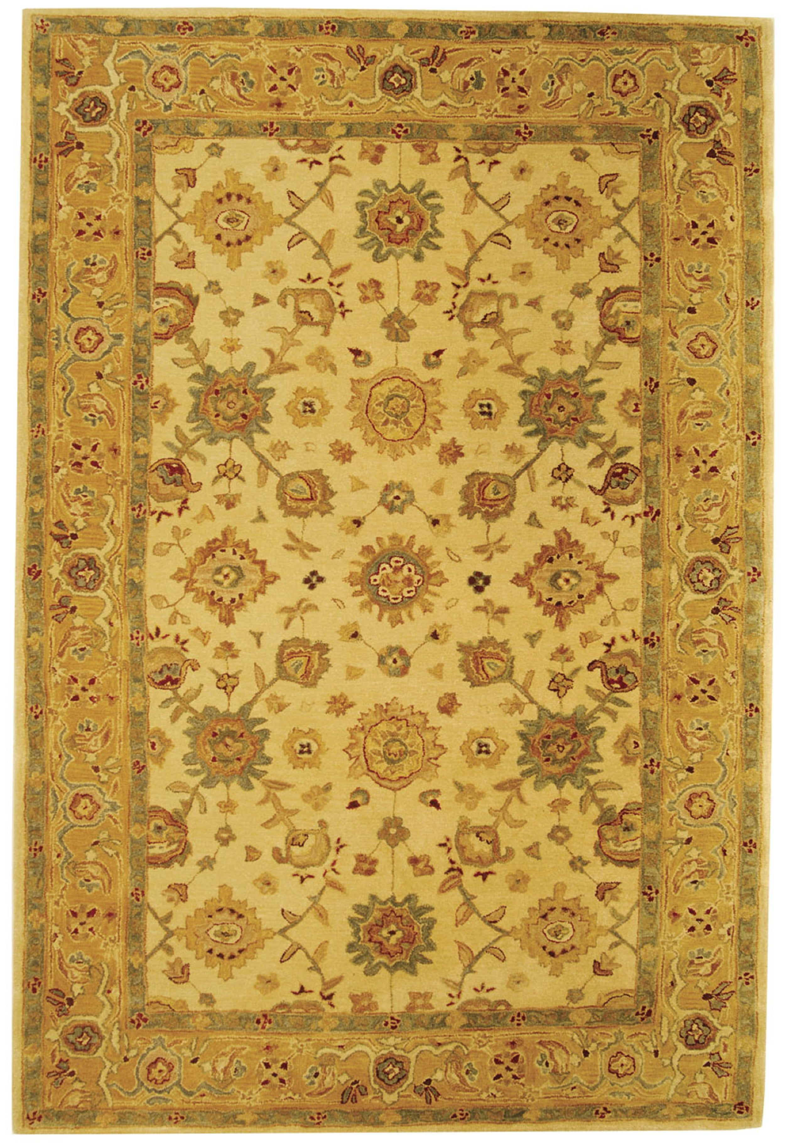 Ivory and Gold Handmade Tufted Wool 4' x 6' Rug