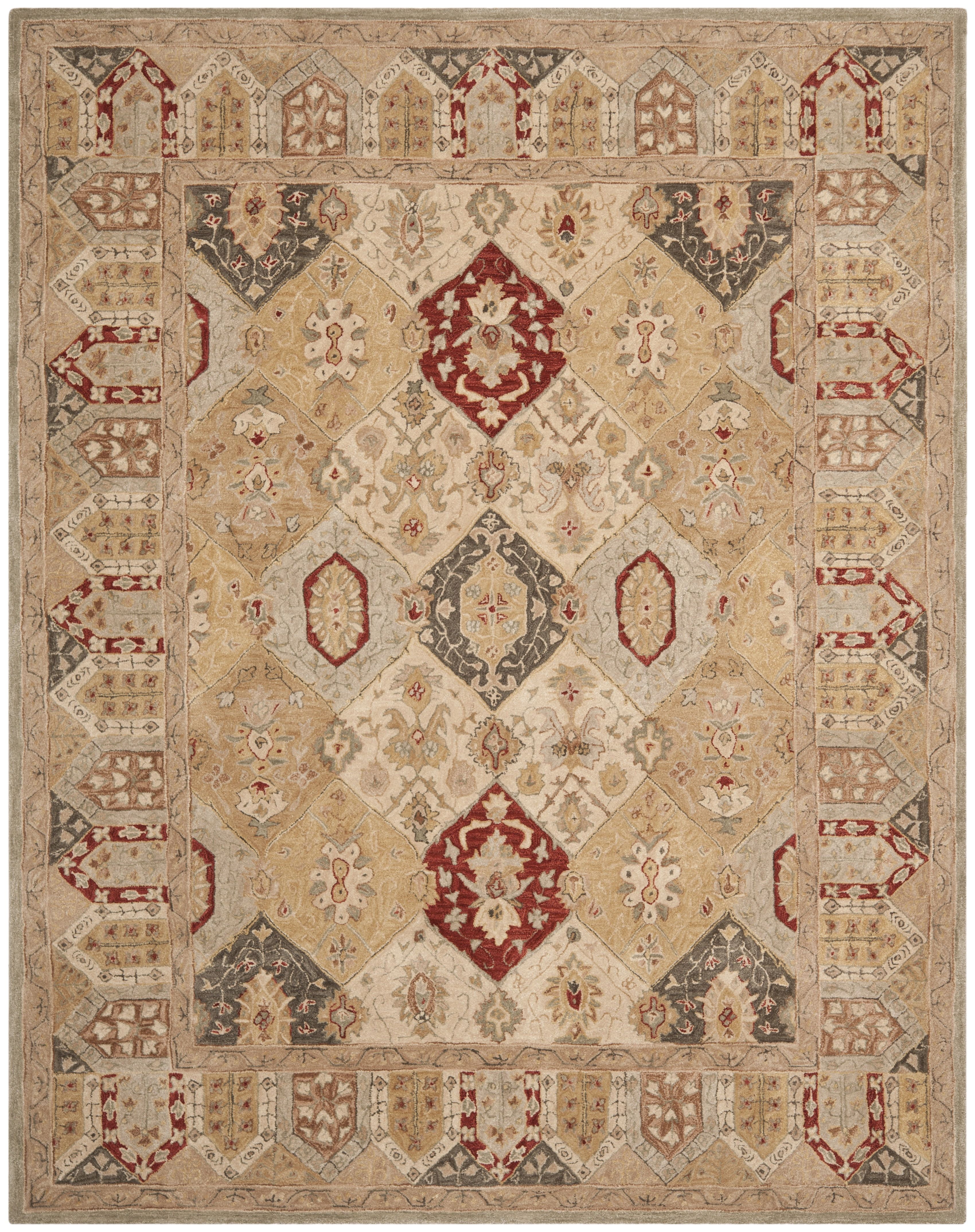 Handmade Red and Beige Wool Cotton 9' x 12' Tufted Area Rug