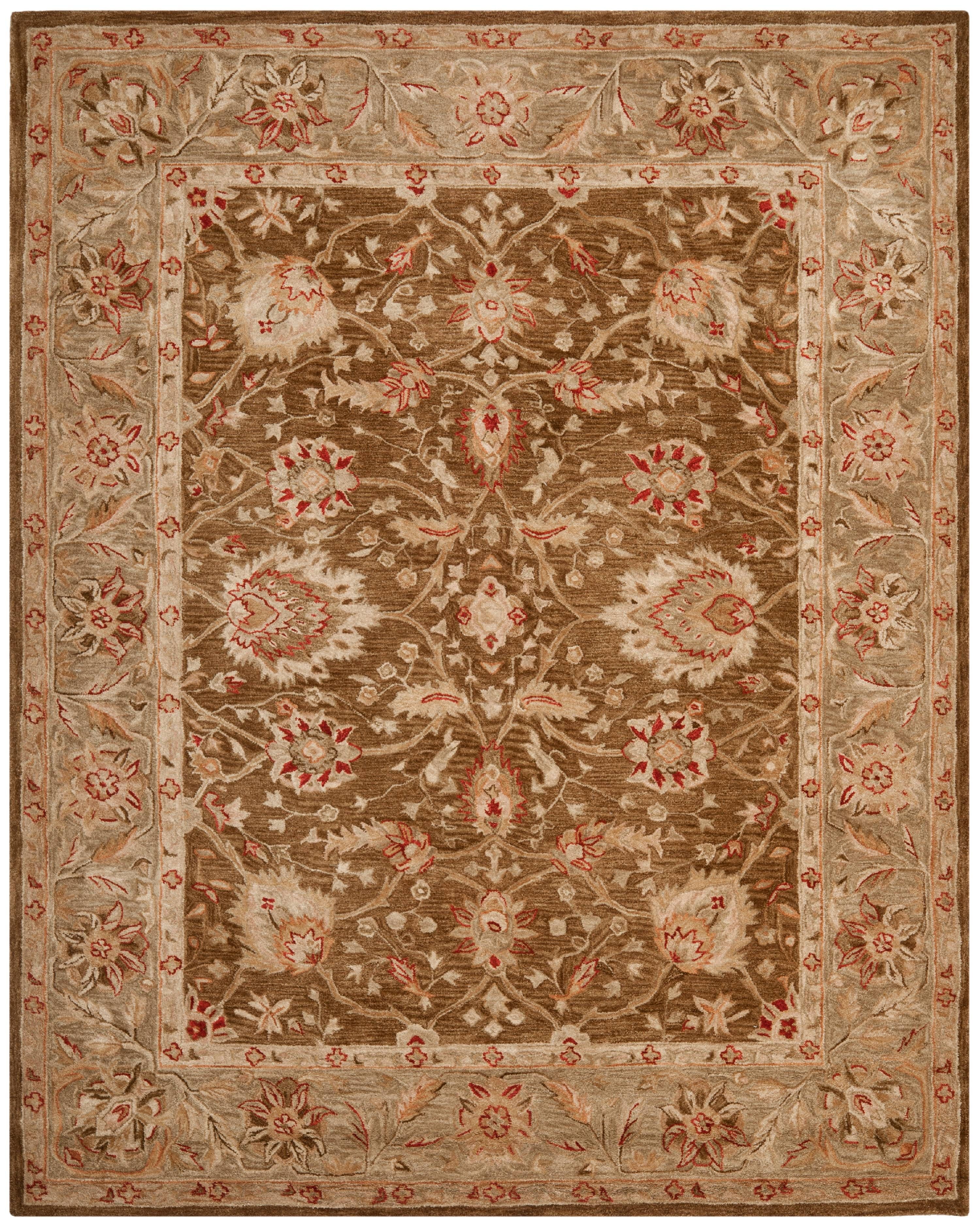 Hand-Tufted Anatolia Inspired Wool Rectangular Rug in Brown/Green