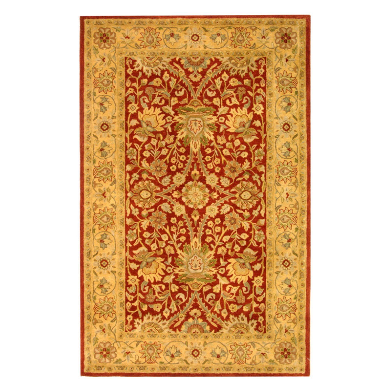 Handmade Red and Gold Wool Tufted Area Rug