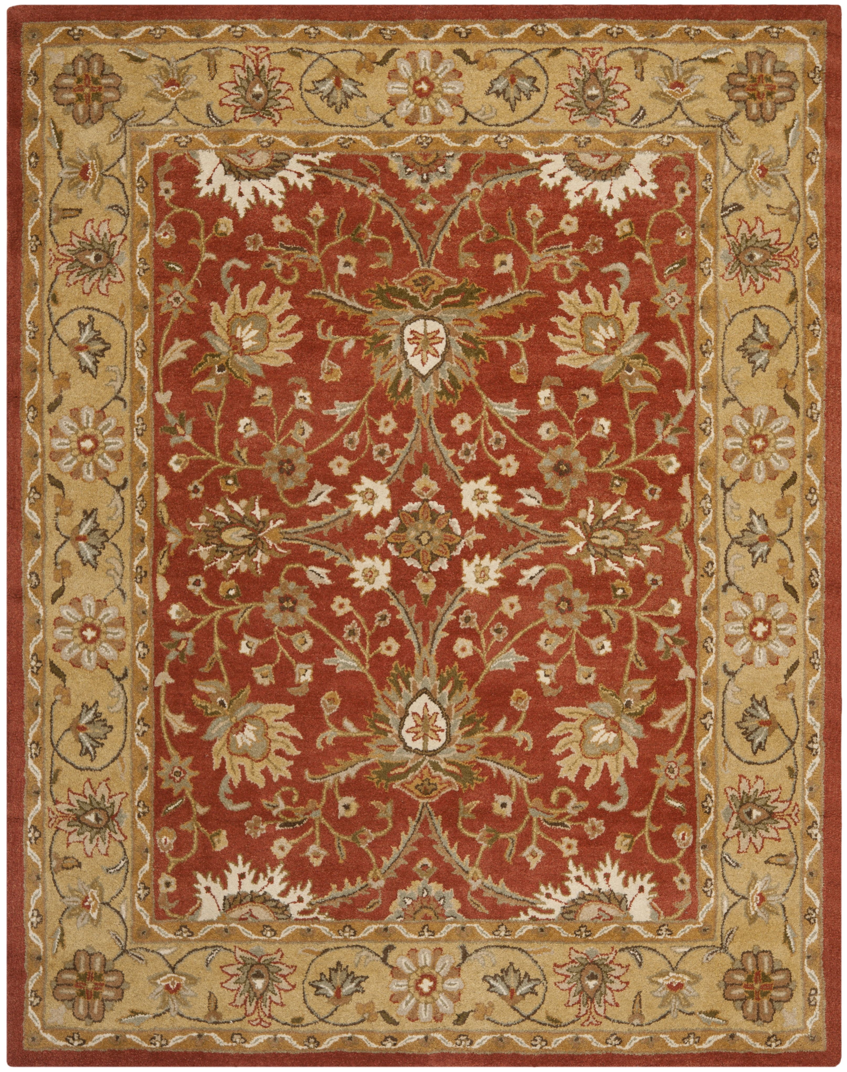 Handmade Red and Gold Wool Tufted Area Rug