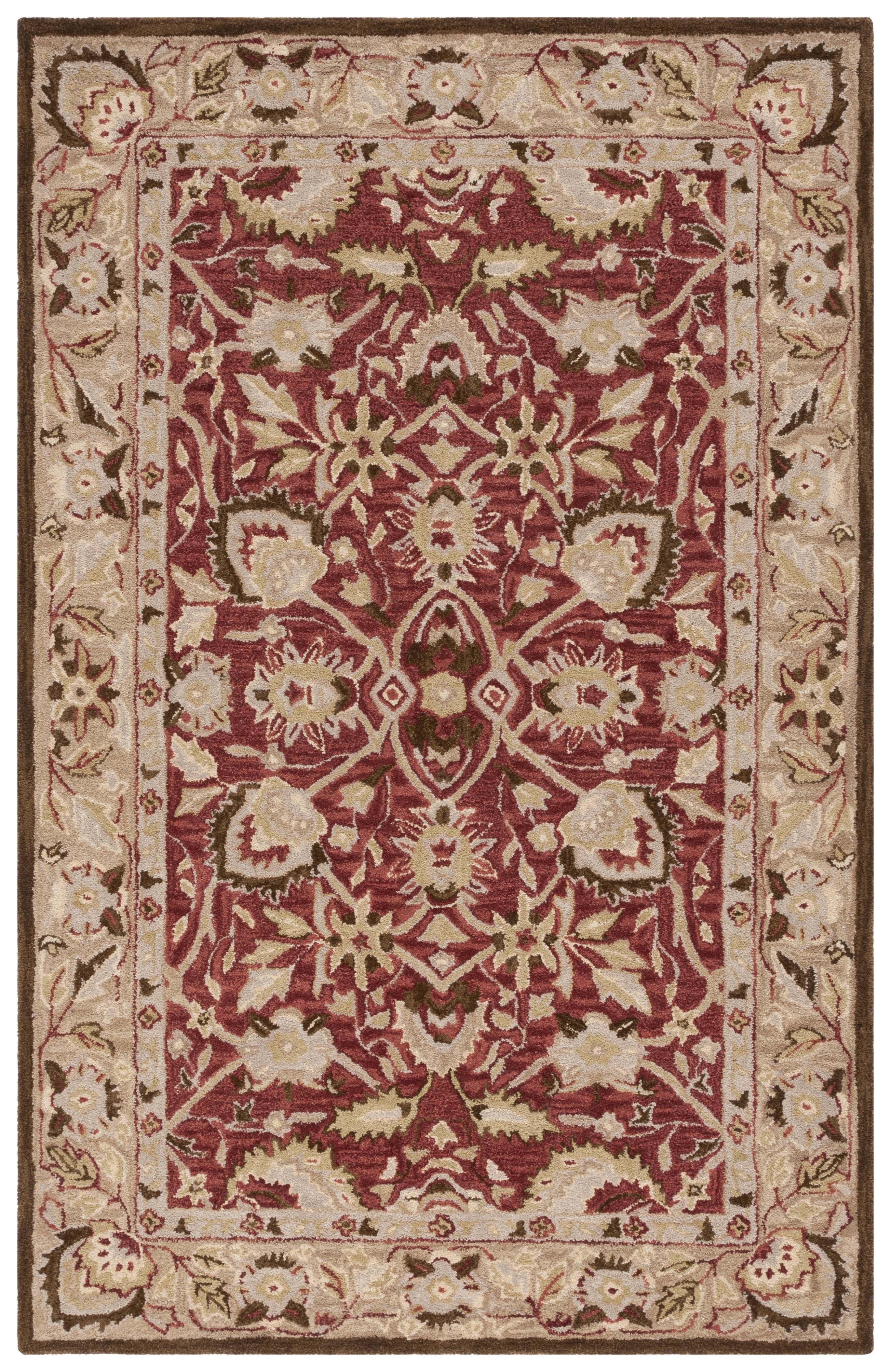 Hand-Tufted Red and Beige Wool 6' x 9' Area Rug