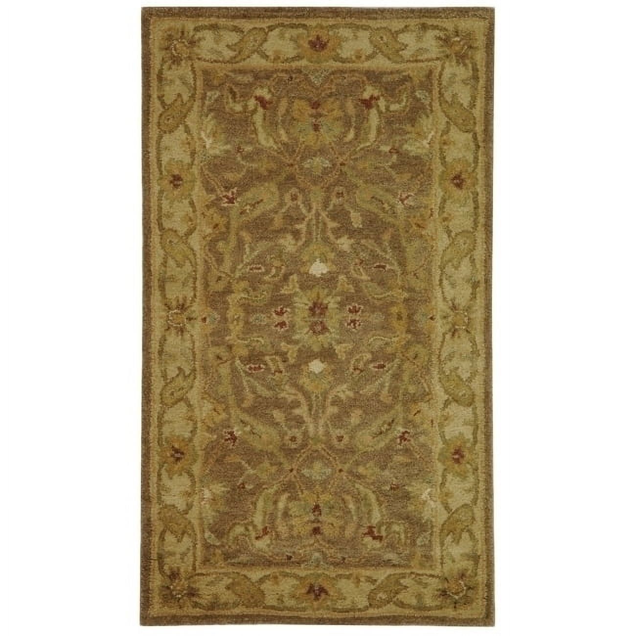 Elegant Heirloom Brown and Gold Tufted Wool Accent Rug 27"x4"