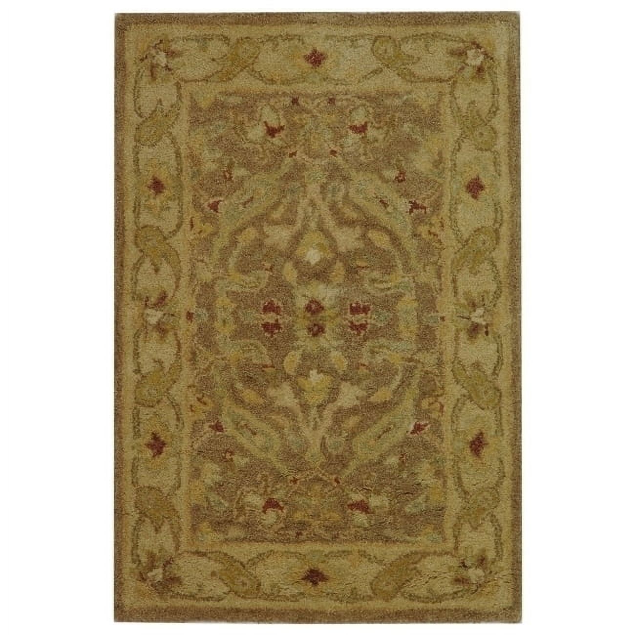 Antiquity Heirloom Brown/Gold Hand-Spun Wool Tufted Rug 2' x 3'