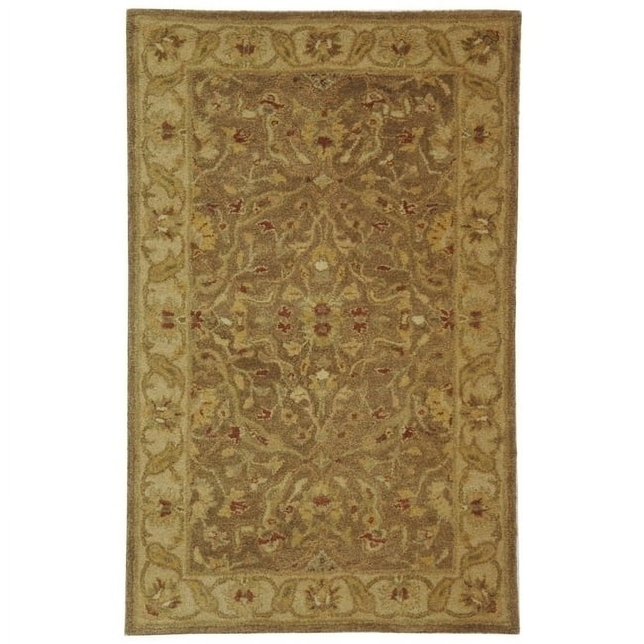 Heirloom Elegance Hand-Tufted Wool Area Rug in Brown and Gold, 3' x 5'