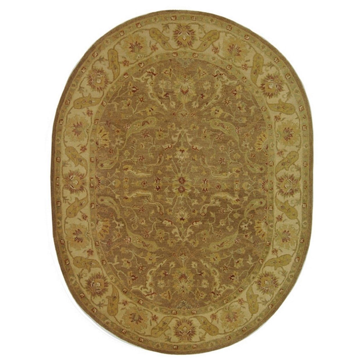 Handmade Tufted Brown and Gold Wool Oval Rug 4' x 6'