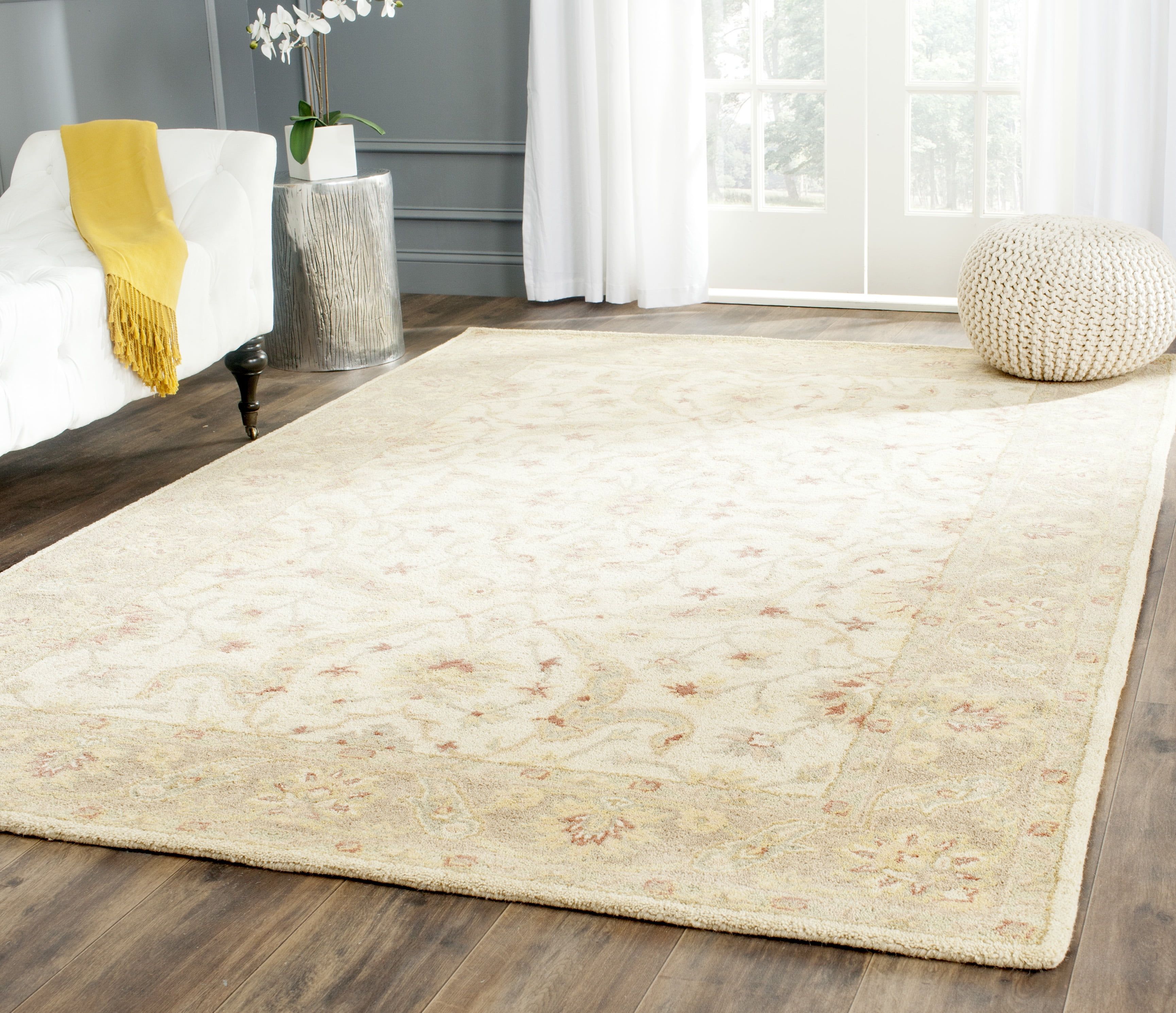 Ivory and Brown Handmade Wool Tufted Area Rug, 11' x 15'