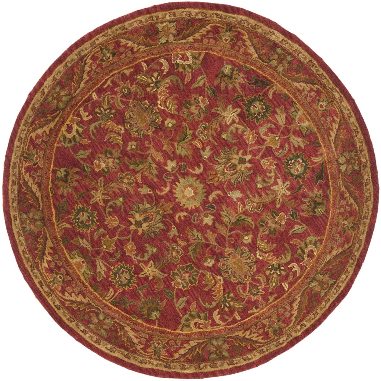 Handmade Red Wool Round Tufted Area Rug, 3'6"