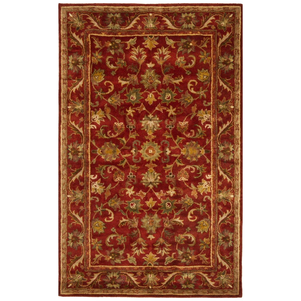 Handmade Red Wool Tufted Floral Area Rug 9'6" x 13'6"