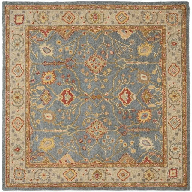 Handmade Blue Wool Tufted Square Area Rug, 8' x 8'