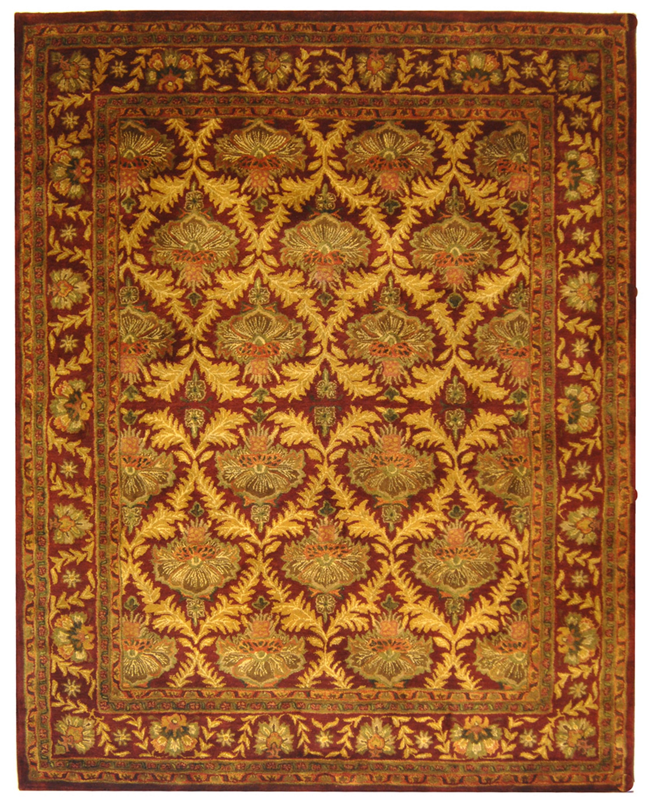 Hand-Tufted Wine and Gold Wool Floral Area Rug, 8'3" x 11'