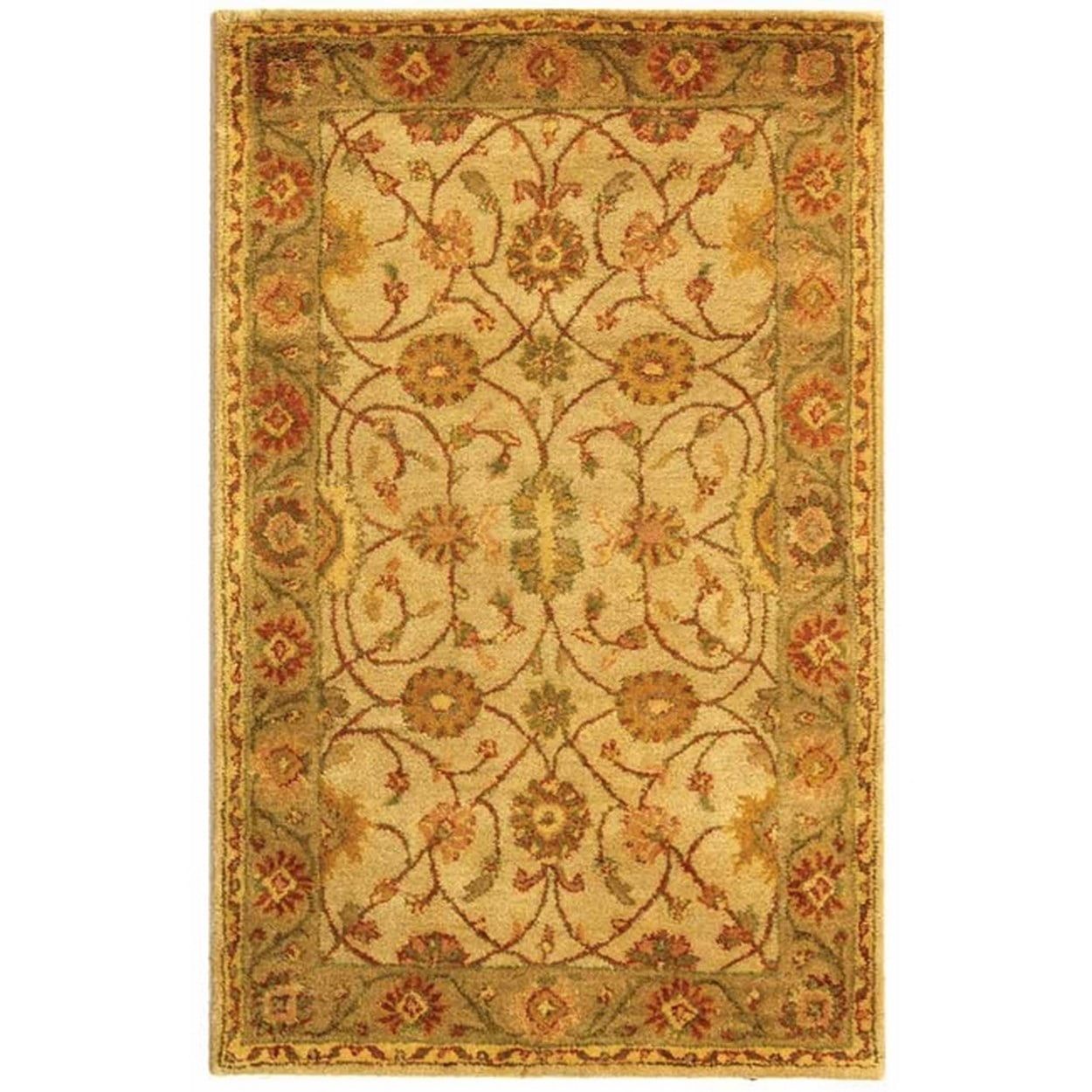 Elegant Ivory Wool Hand-Tufted Area Rug, 3' x 5'