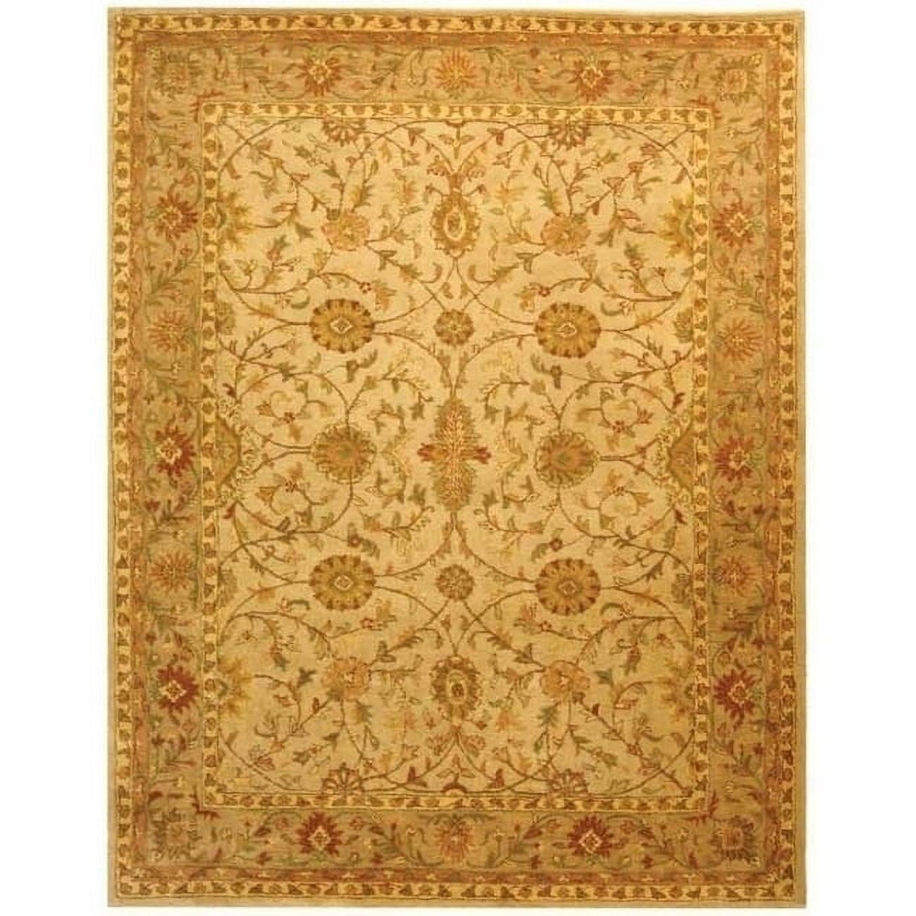 Hand-Tufted Ivory and Light Green Wool Area Rug, 8'3" x 11'