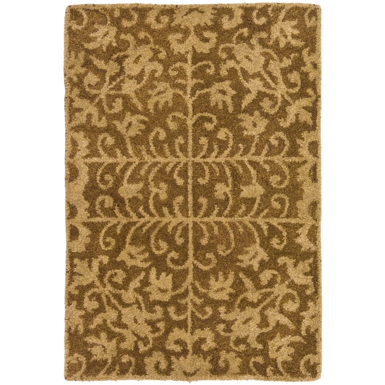 Hand-Tufted Gold and Beige Wool Area Rug, 2' x 3'