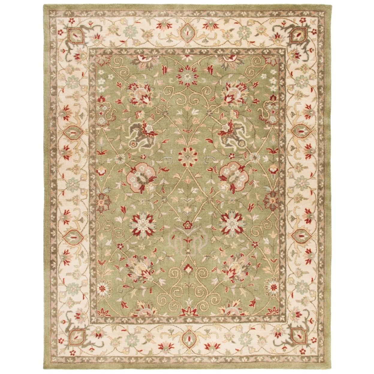 SAFAVIEH Antiquity Lilibeth Traditional Floral Wool Area Rug, Sage, 3' x 5'